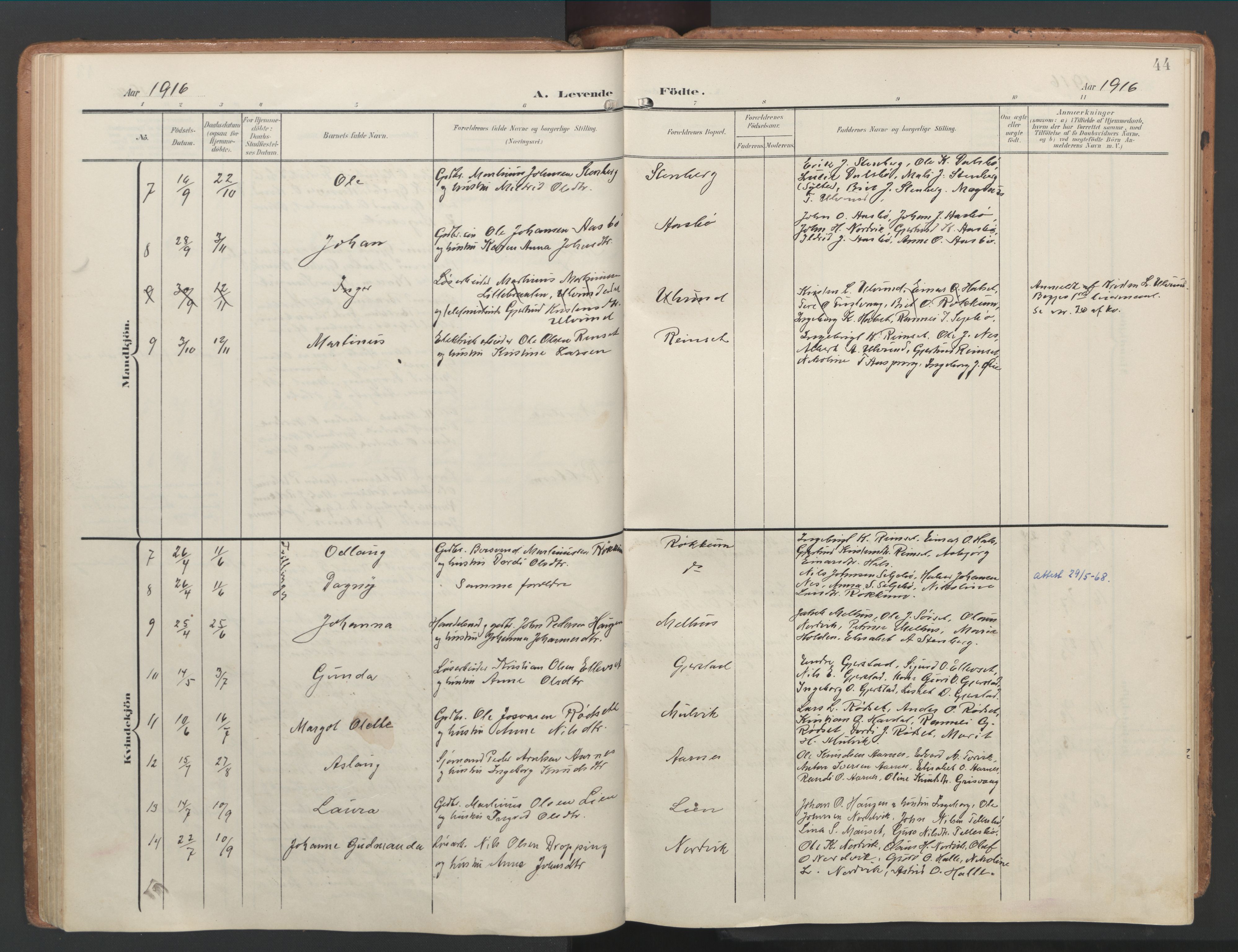 Ministerialprotokoller, klokkerbøker og fødselsregistre - Møre og Romsdal, AV/SAT-A-1454/592/L1030: Parish register (official) no. 592A08, 1901-1925, p. 44