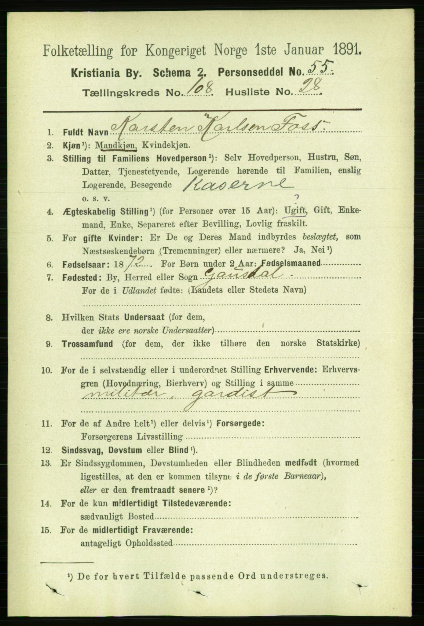 RA, 1891 census for 0301 Kristiania, 1891, p. 56206