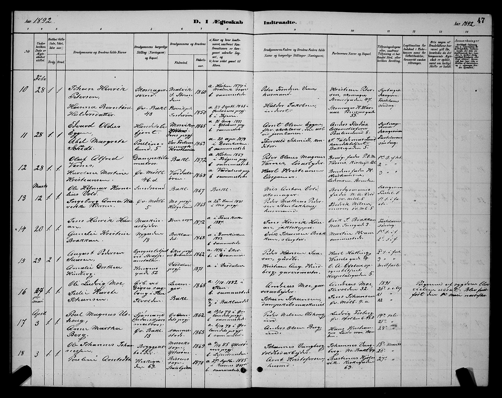 Ministerialprotokoller, klokkerbøker og fødselsregistre - Sør-Trøndelag, SAT/A-1456/604/L0223: Parish register (copy) no. 604C06, 1886-1897, p. 47