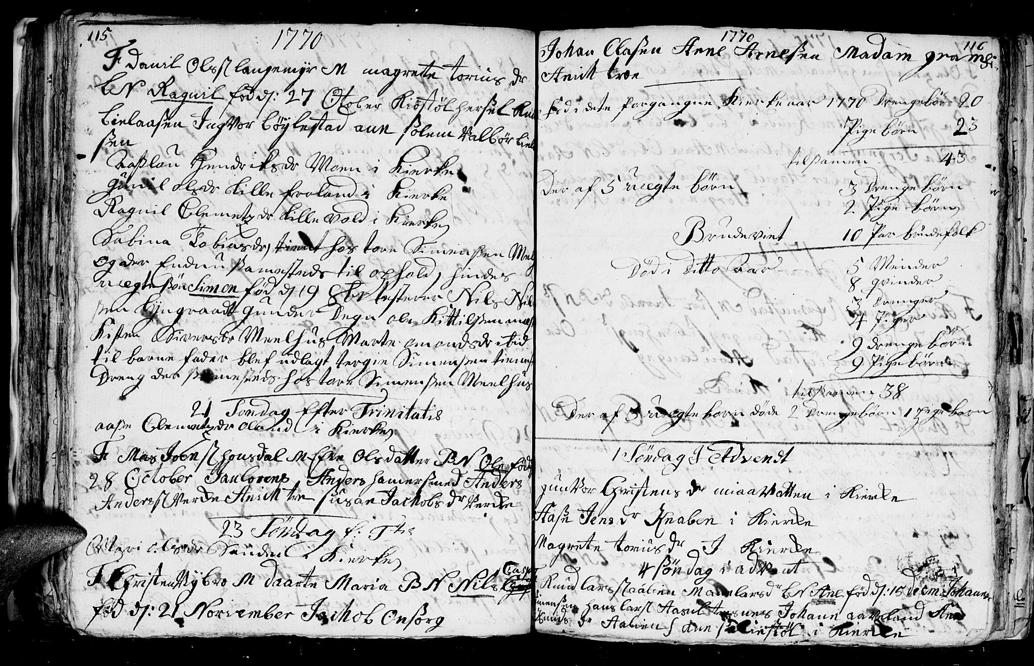 Froland sokneprestkontor, AV/SAK-1111-0013/F/Fb/L0003: Parish register (copy) no. B 3, 1759-1776, p. 115-116