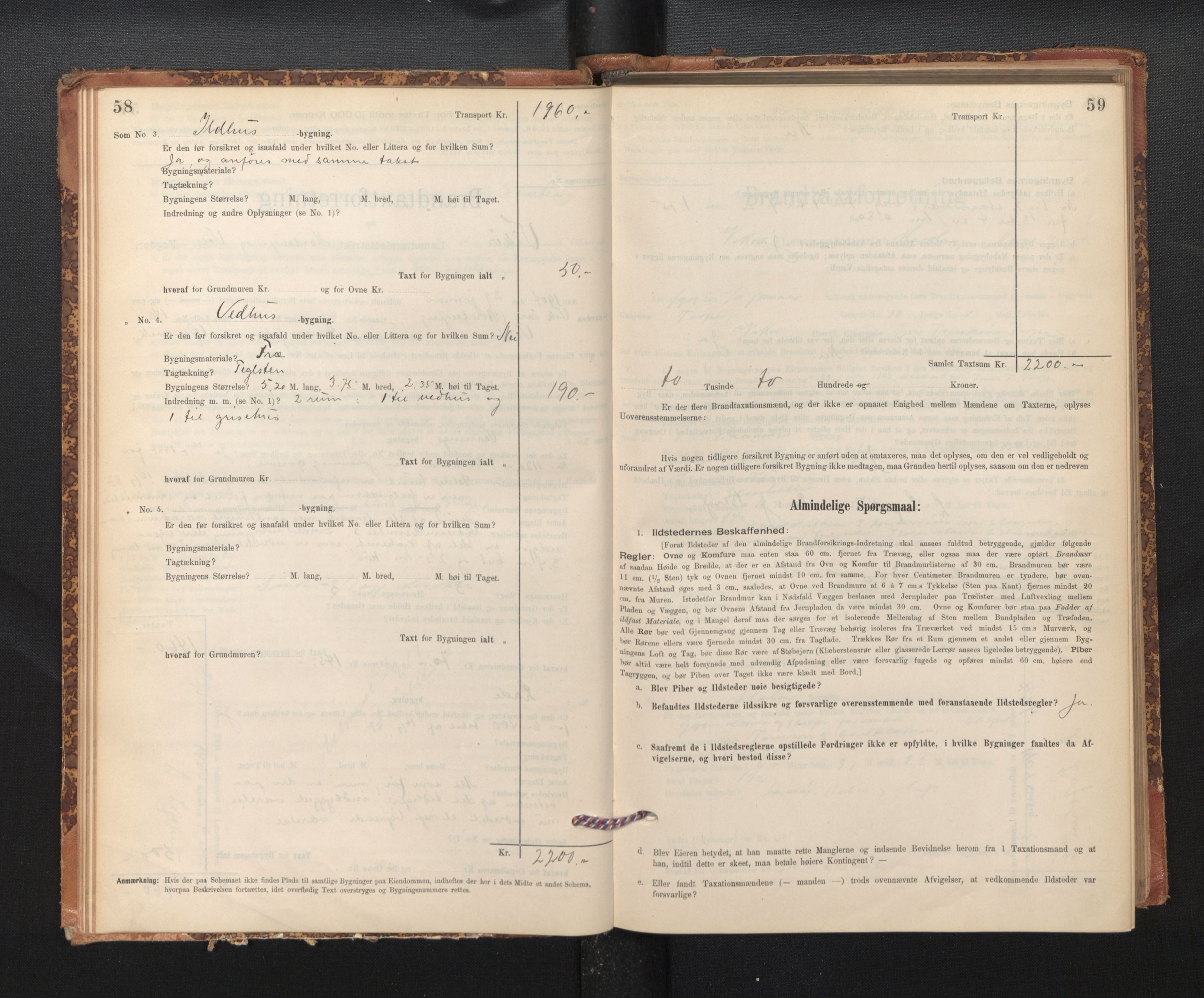 Lensmannen i Kvam, SAB/A-33201/0012/L0005: Branntakstprotokoll, skjematakst, 1894-1913, p. 58-59