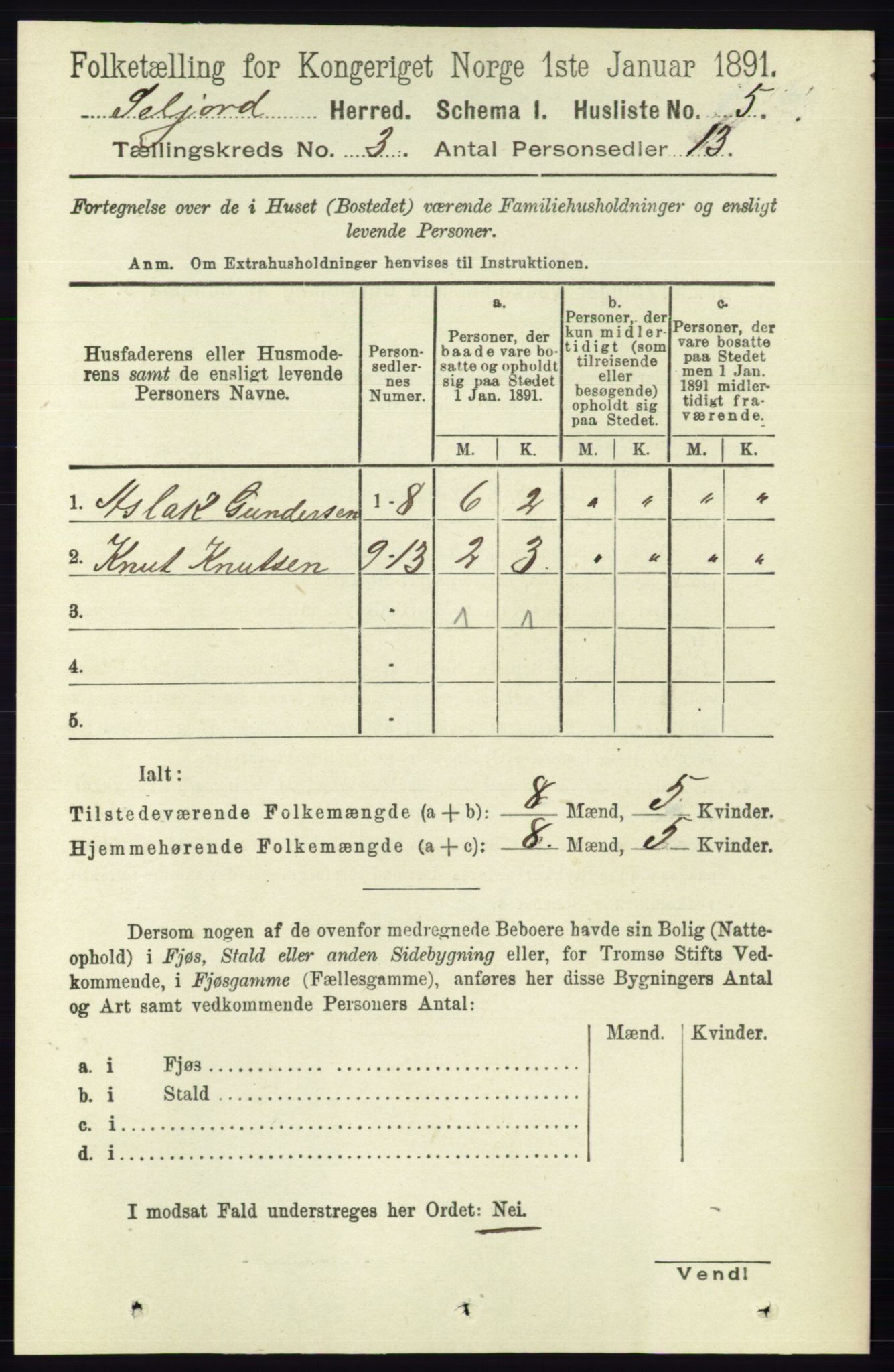 RA, 1891 census for 0828 Seljord, 1891, p. 939