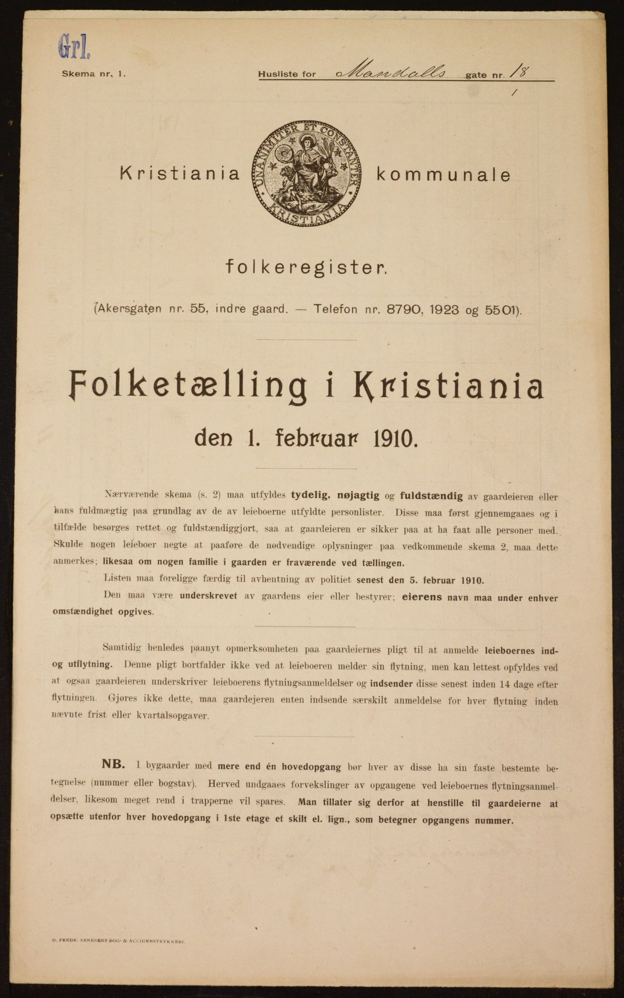 OBA, Municipal Census 1910 for Kristiania, 1910, p. 58368