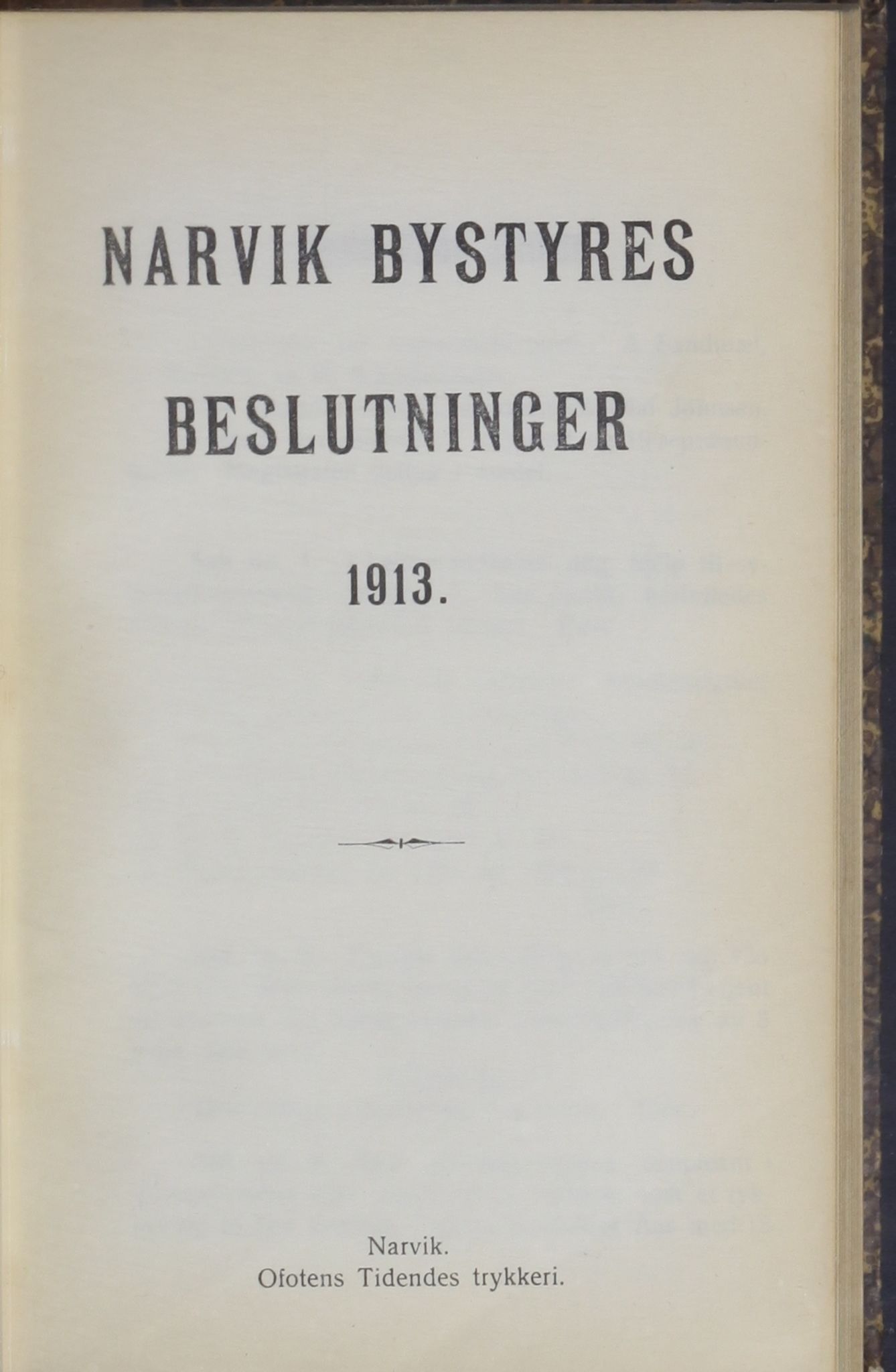 Narvik kommune. Formannskap , AIN/K-18050.150/A/Ab/L0003: Møtebok, 1913