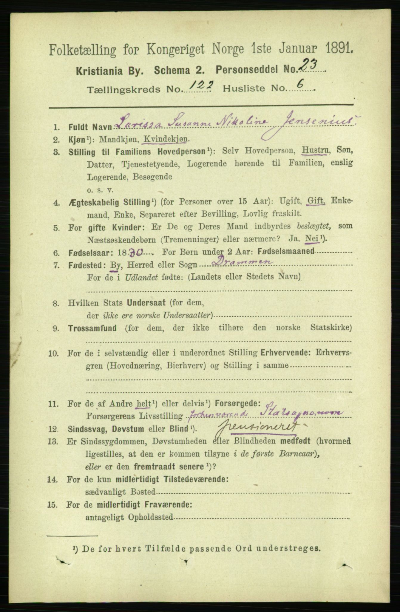 RA, 1891 census for 0301 Kristiania, 1891, p. 64806