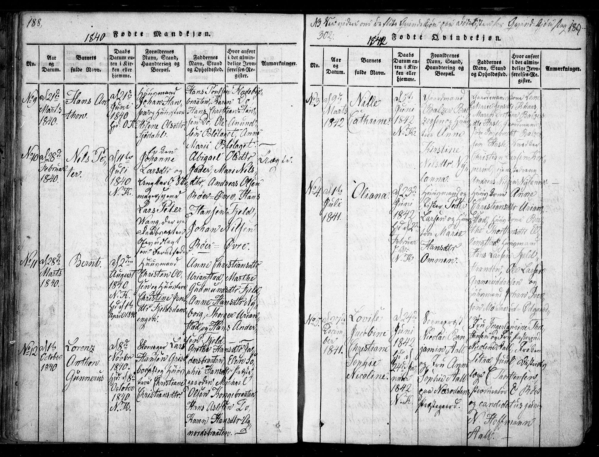 Nesodden prestekontor Kirkebøker, AV/SAO-A-10013/F/Fa/L0006: Parish register (official) no. I 6, 1814-1847, p. 188-189