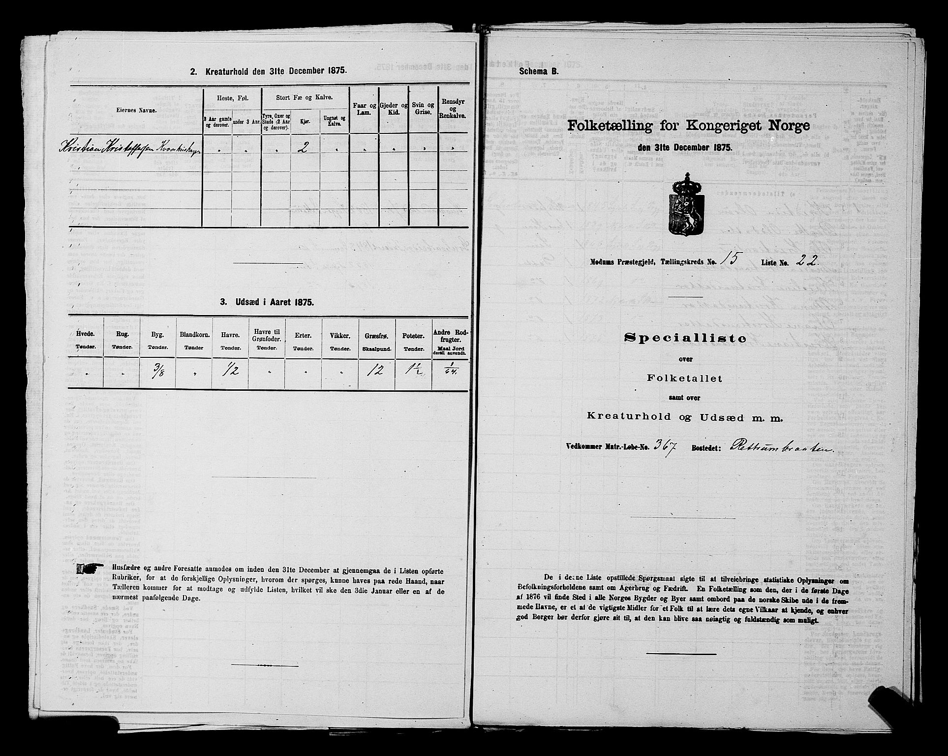 SAKO, 1875 census for 0623P Modum, 1875, p. 1992