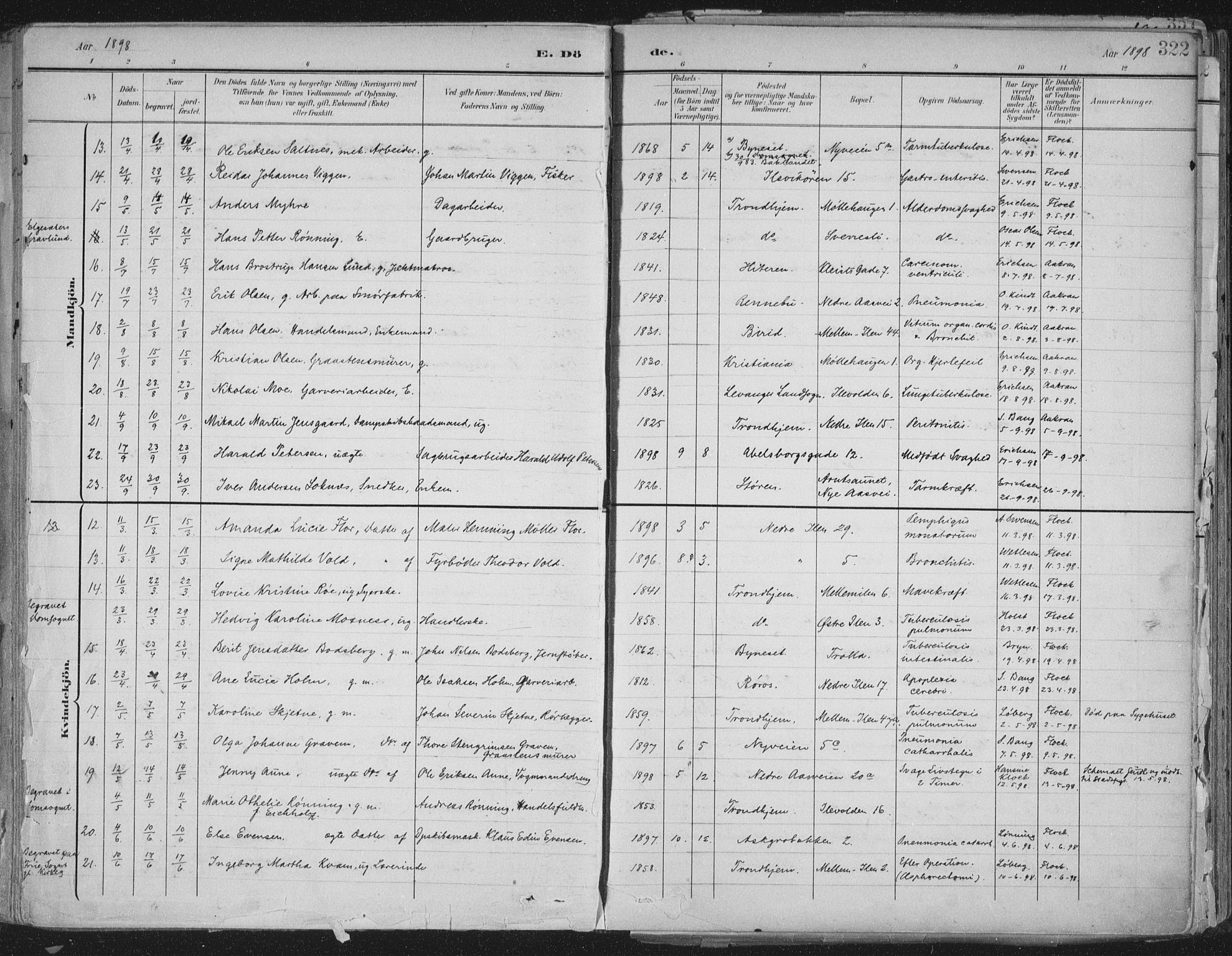Ministerialprotokoller, klokkerbøker og fødselsregistre - Sør-Trøndelag, SAT/A-1456/603/L0167: Parish register (official) no. 603A06, 1896-1932, p. 322