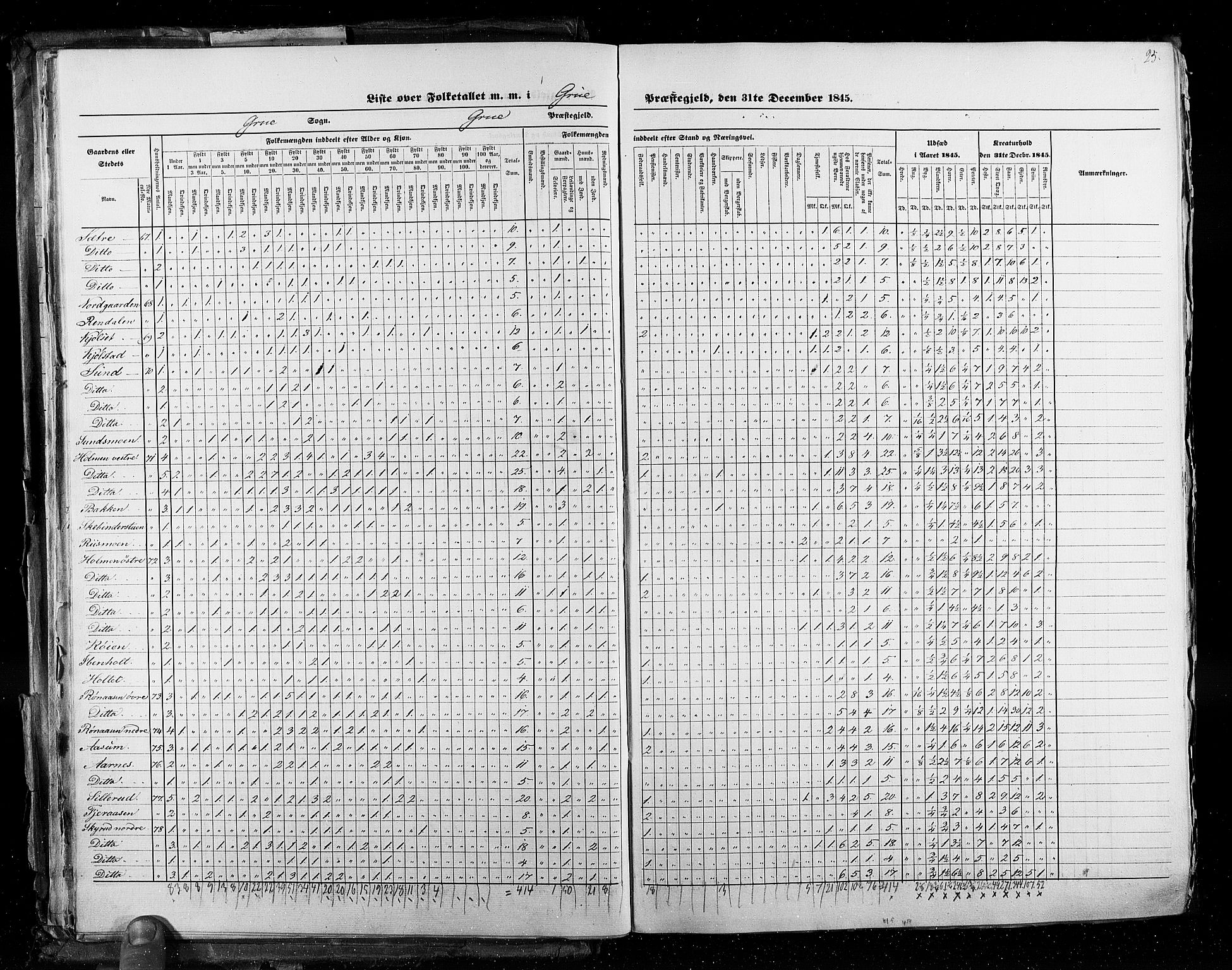 RA, Census 1845, vol. 3: Hedemarken amt og Kristians amt, 1845, p. 25