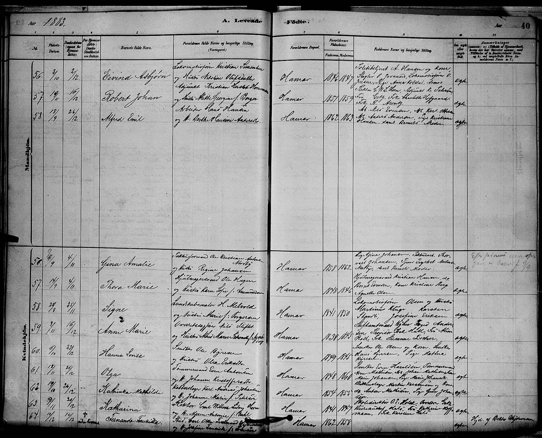 Vang prestekontor, Hedmark, SAH/PREST-008/H/Ha/Hab/L0012: Parish register (copy) no. 12, 1878-1889, p. 40