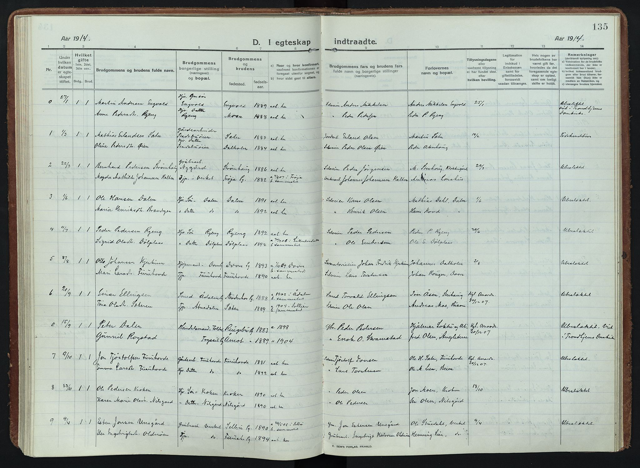 Alvdal prestekontor, SAH/PREST-060/H/Ha/Haa/L0005: Parish register (official) no. 5, 1913-1930, p. 135
