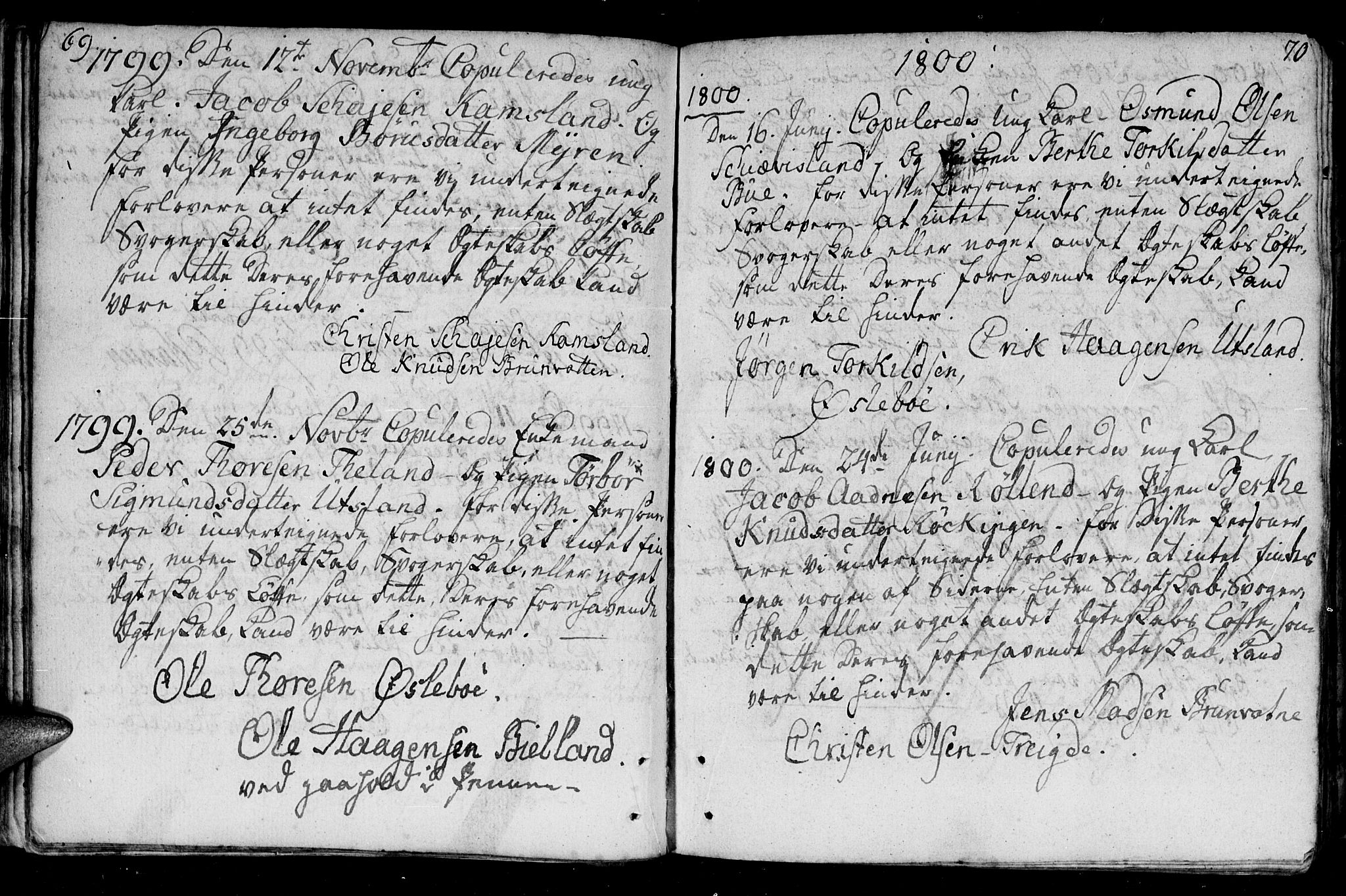 Holum sokneprestkontor, AV/SAK-1111-0022/F/Fa/Fac/L0001: Parish register (official) no. A 1, 1773-1820, p. 69-70