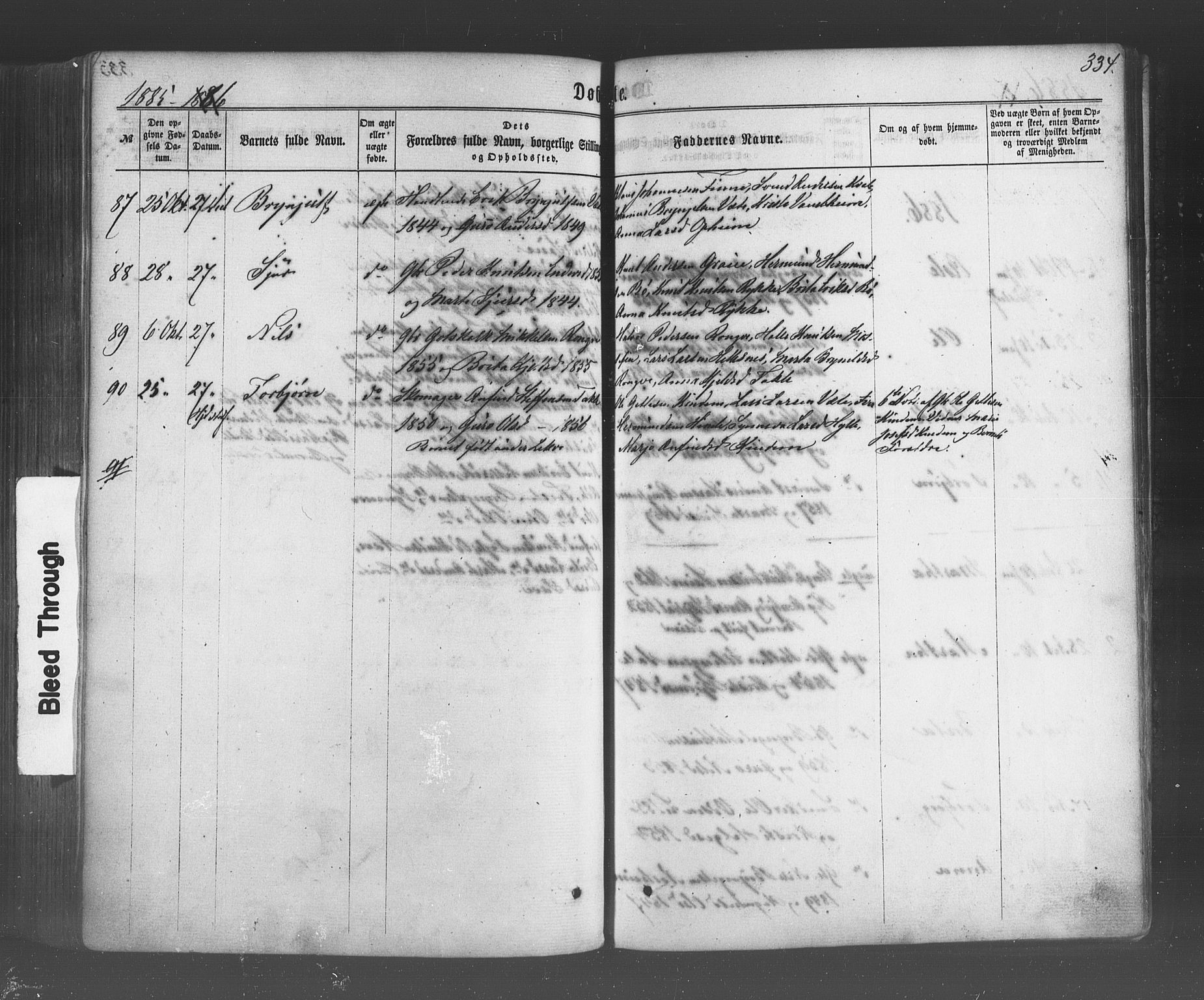 Voss sokneprestembete, AV/SAB-A-79001/H/Haa: Parish register (official) no. A 17, 1863-1886, p. 334