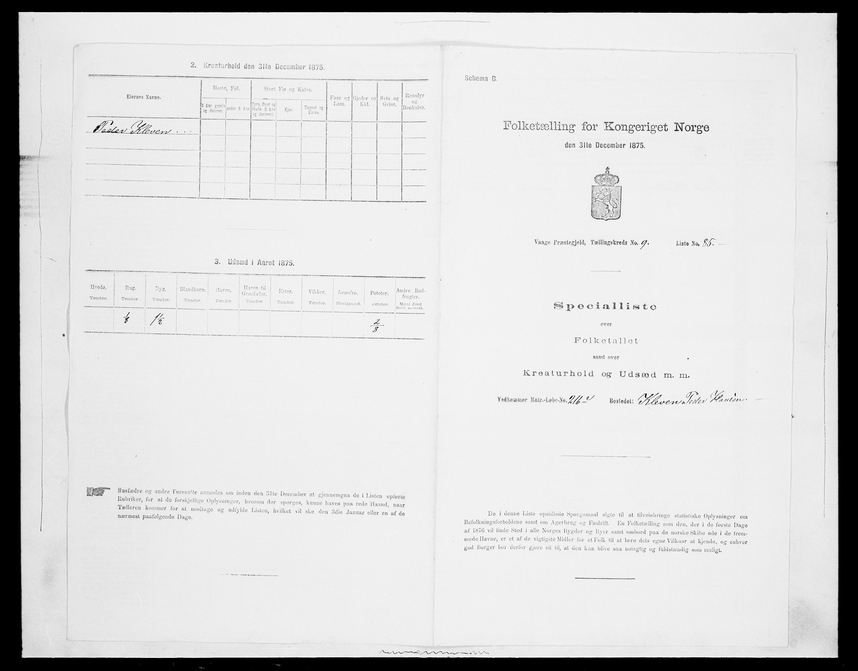 SAH, 1875 census for 0515P Vågå, 1875, p. 1693