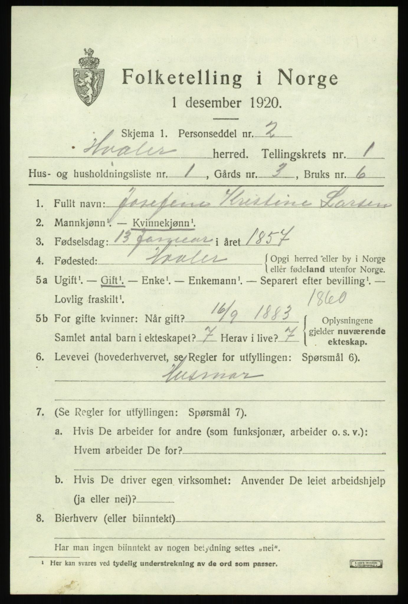 SAO, 1920 census for Hvaler, 1920, p. 1756