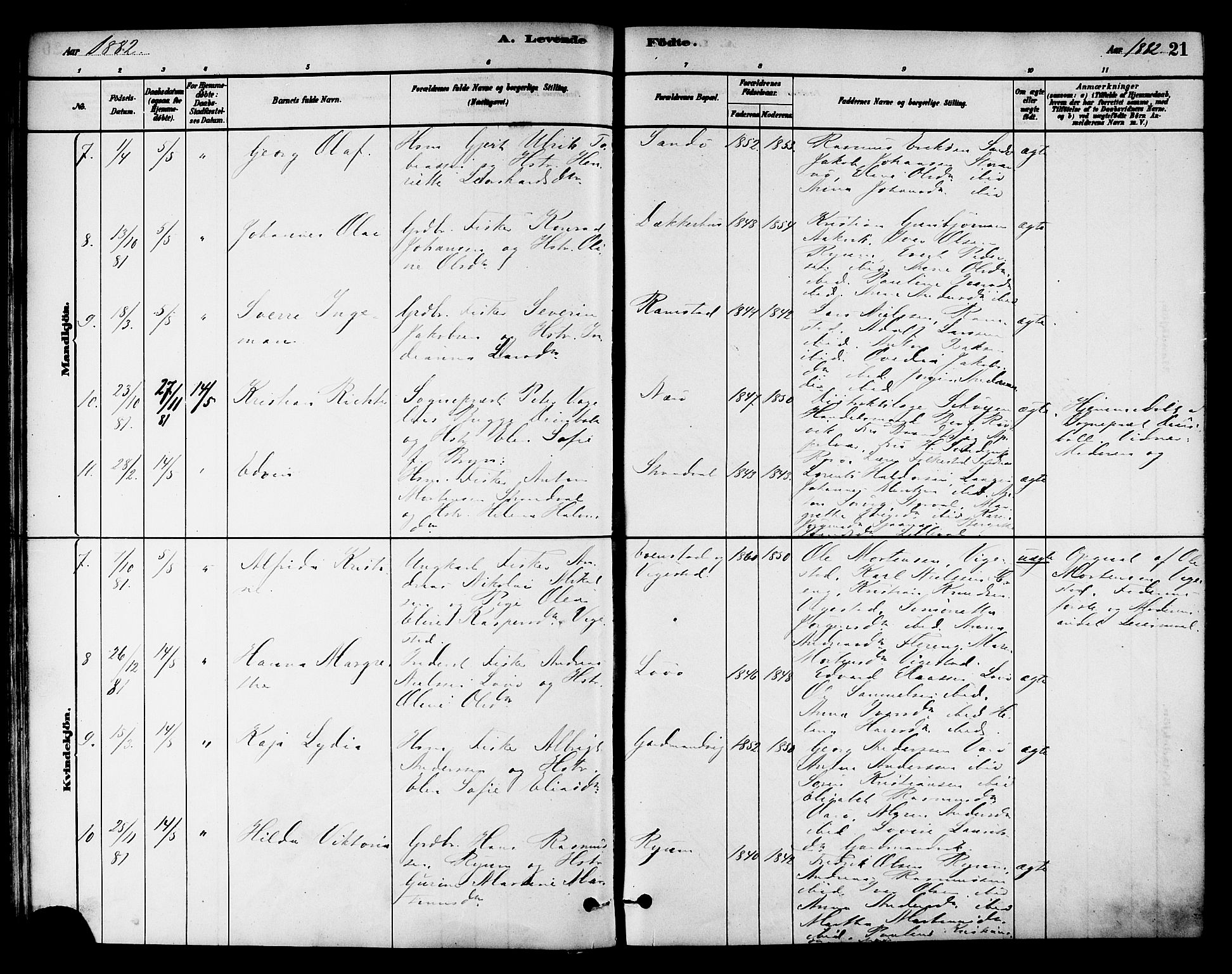 Ministerialprotokoller, klokkerbøker og fødselsregistre - Nord-Trøndelag, AV/SAT-A-1458/784/L0672: Parish register (official) no. 784A07, 1880-1887, p. 21