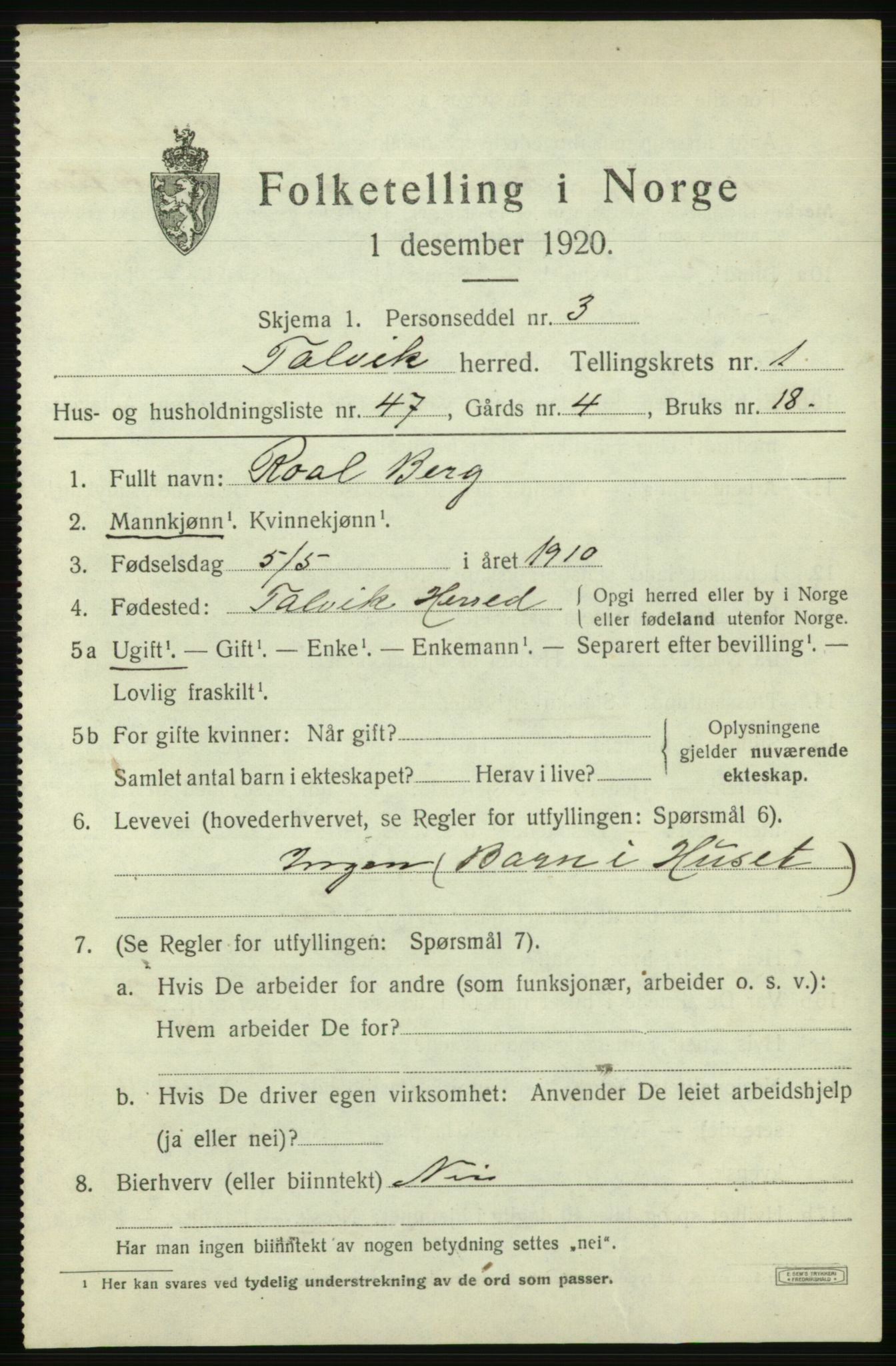 SATØ, 1920 census for Talvik, 1920, p. 1528