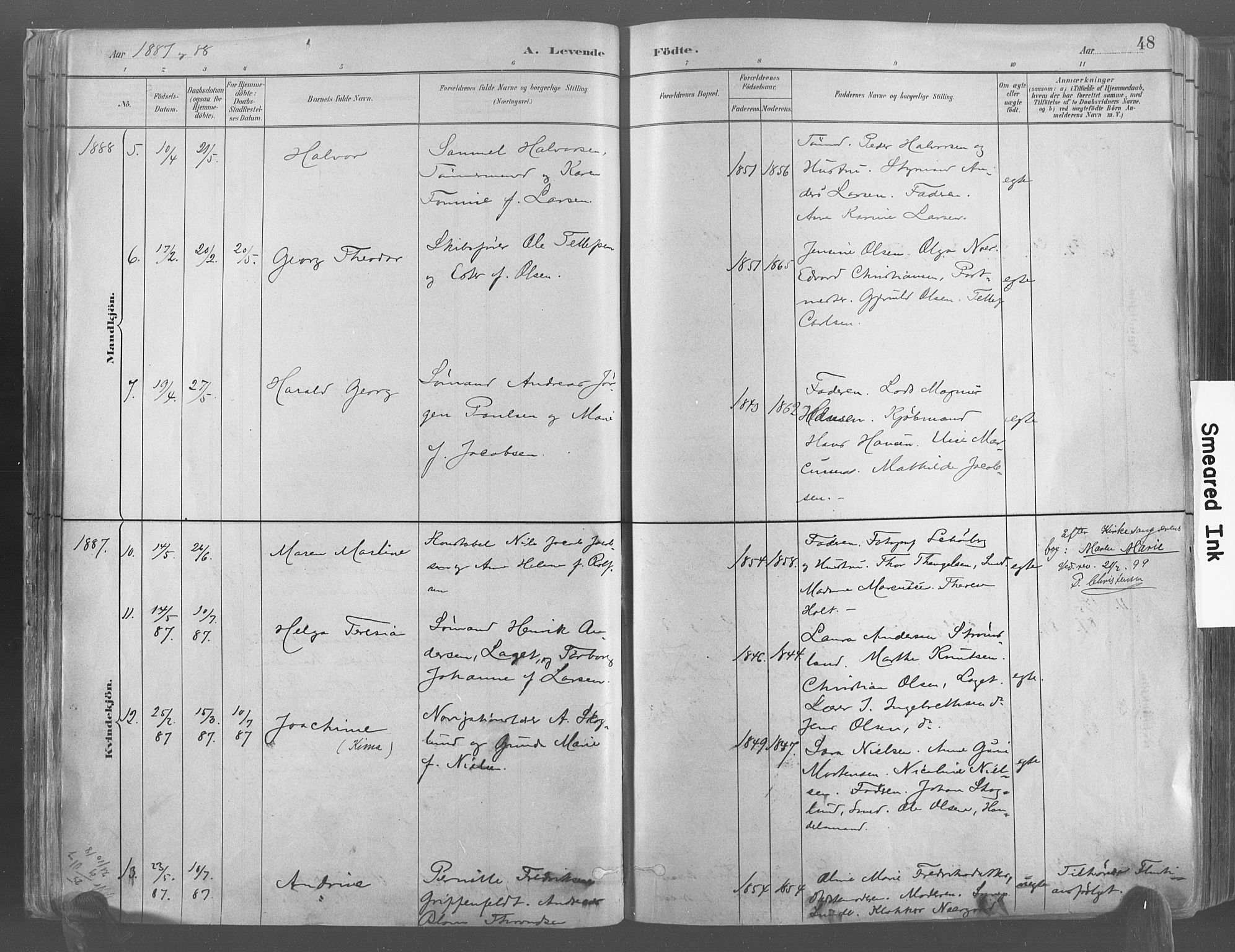 Risør sokneprestkontor, AV/SAK-1111-0035/F/Fa/L0005: Parish register (official) no. A 5, 1883-1895, p. 48