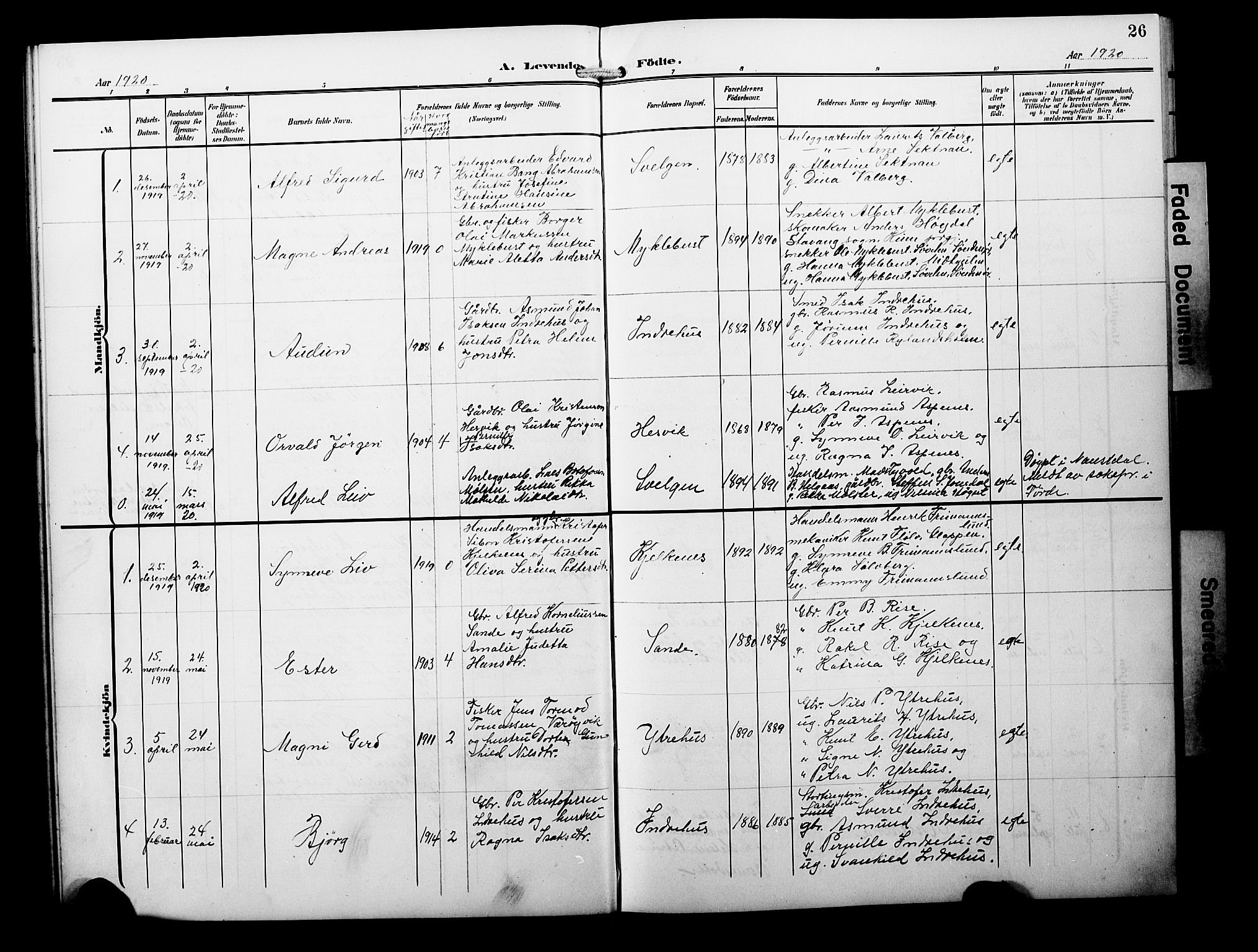 Davik sokneprestembete, SAB/A-79701/H/Hab/Habb/L0001: Parish register (copy) no. B 1, 1903-1928, p. 26