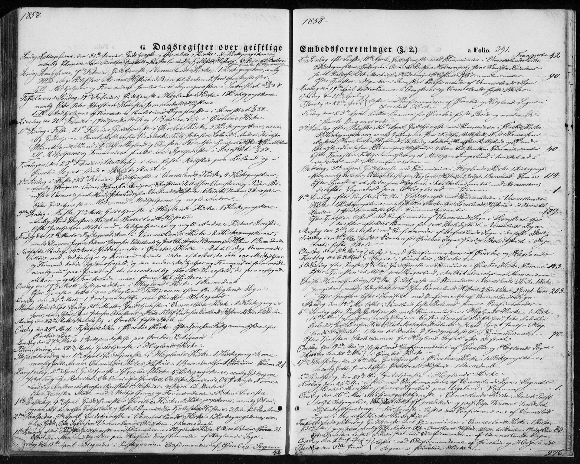 Vennesla sokneprestkontor, SAK/1111-0045/Fa/Fac/L0007: Parish register (official) no. A 7, 1855-1873, p. 391