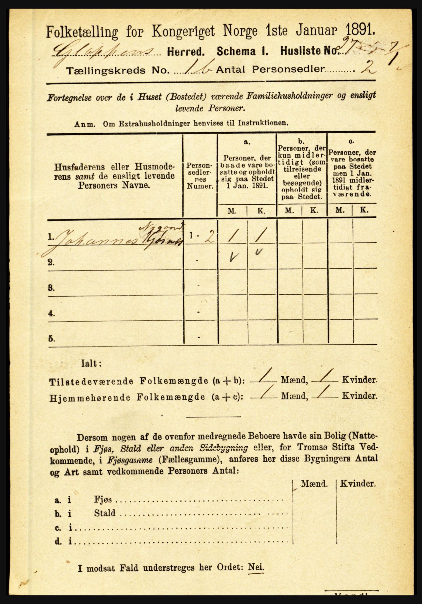 RA, 1891 census for 1445 Gloppen, 1891, p. 400