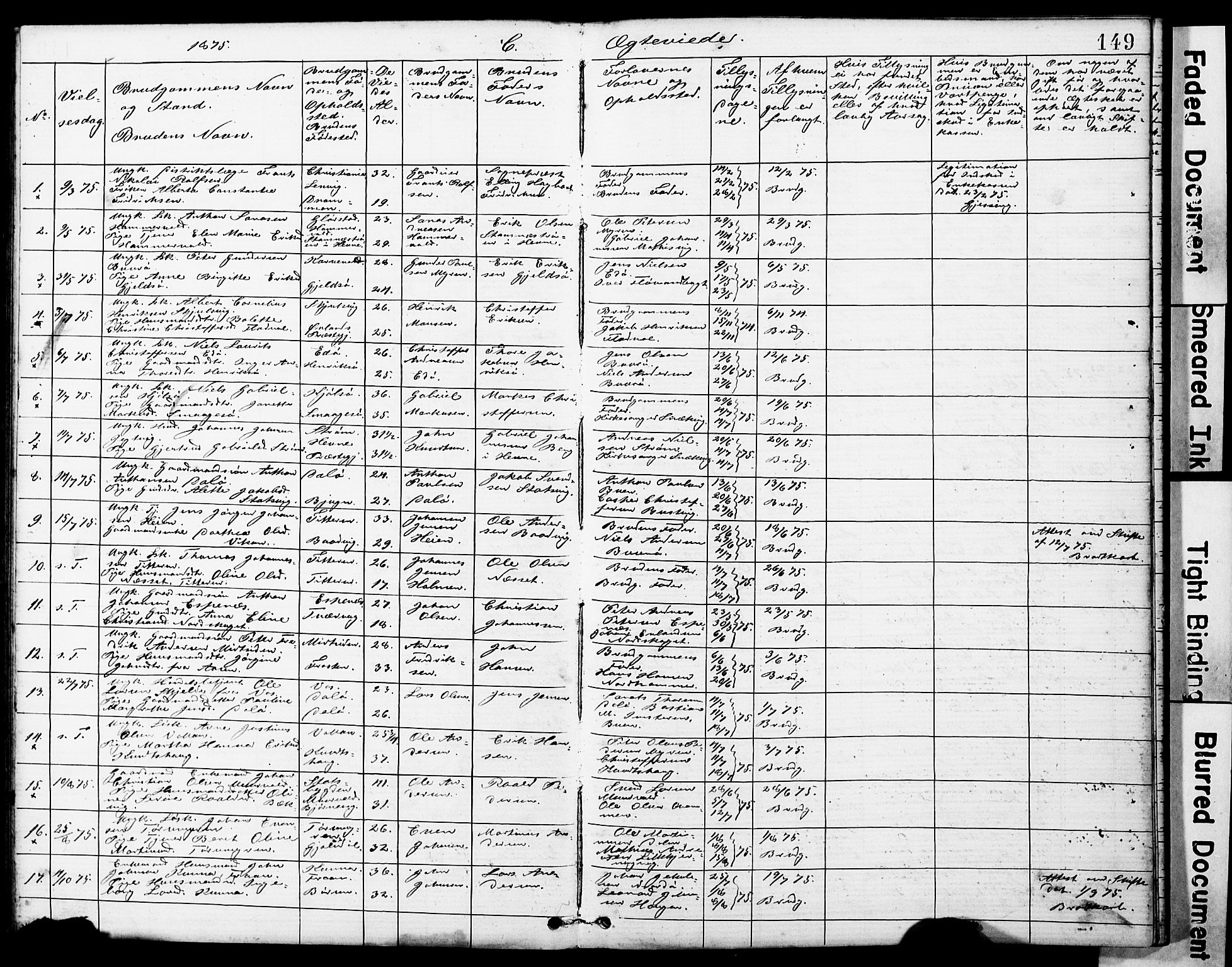 Ministerialprotokoller, klokkerbøker og fødselsregistre - Sør-Trøndelag, SAT/A-1456/634/L0541: Parish register (copy) no. 634C03, 1874-1891, p. 149