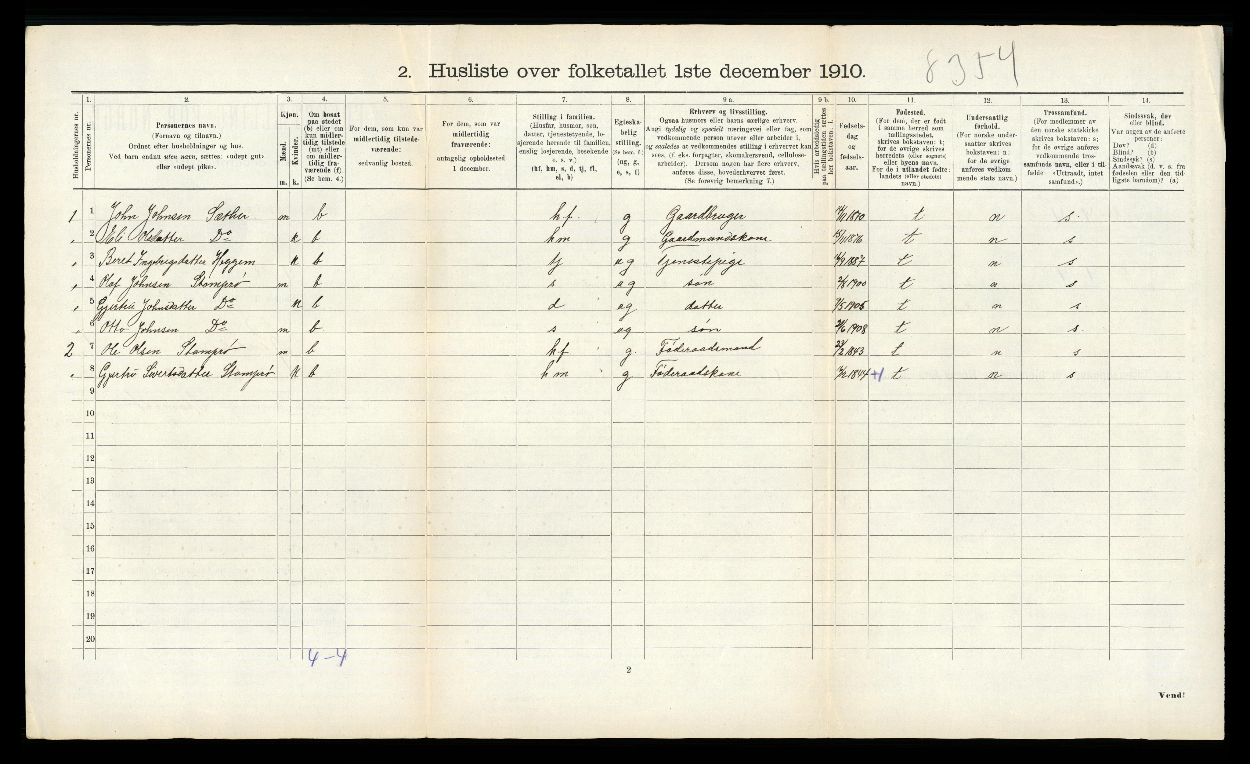 RA, 1910 census for Rindal, 1910, p. 52