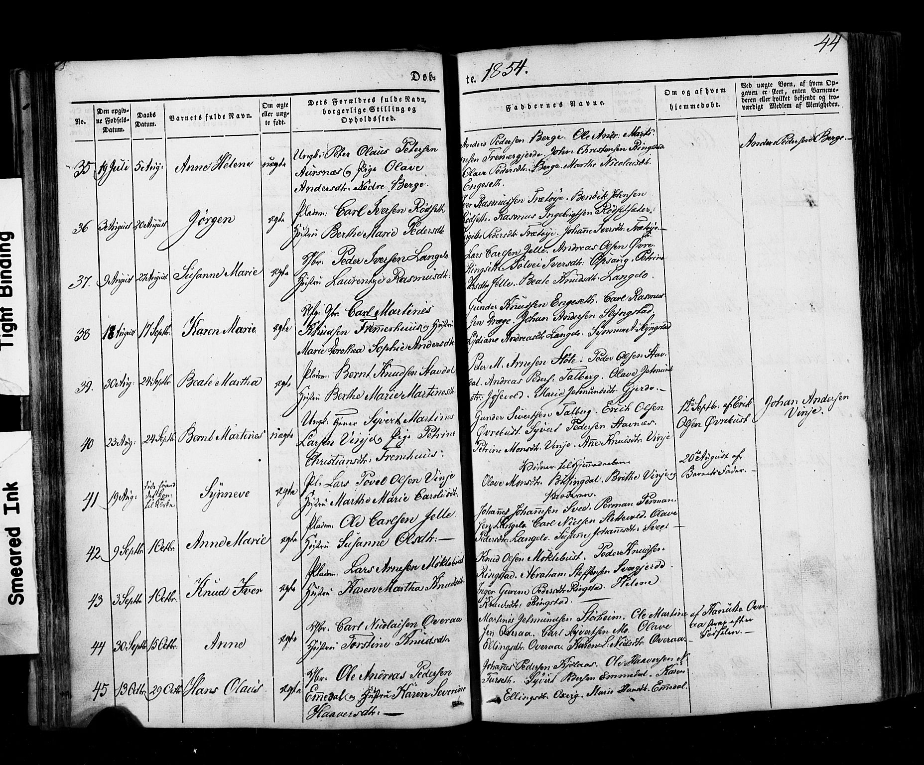 Ministerialprotokoller, klokkerbøker og fødselsregistre - Møre og Romsdal, AV/SAT-A-1454/520/L0275: Parish register (official) no. 520A05, 1844-1881, p. 44