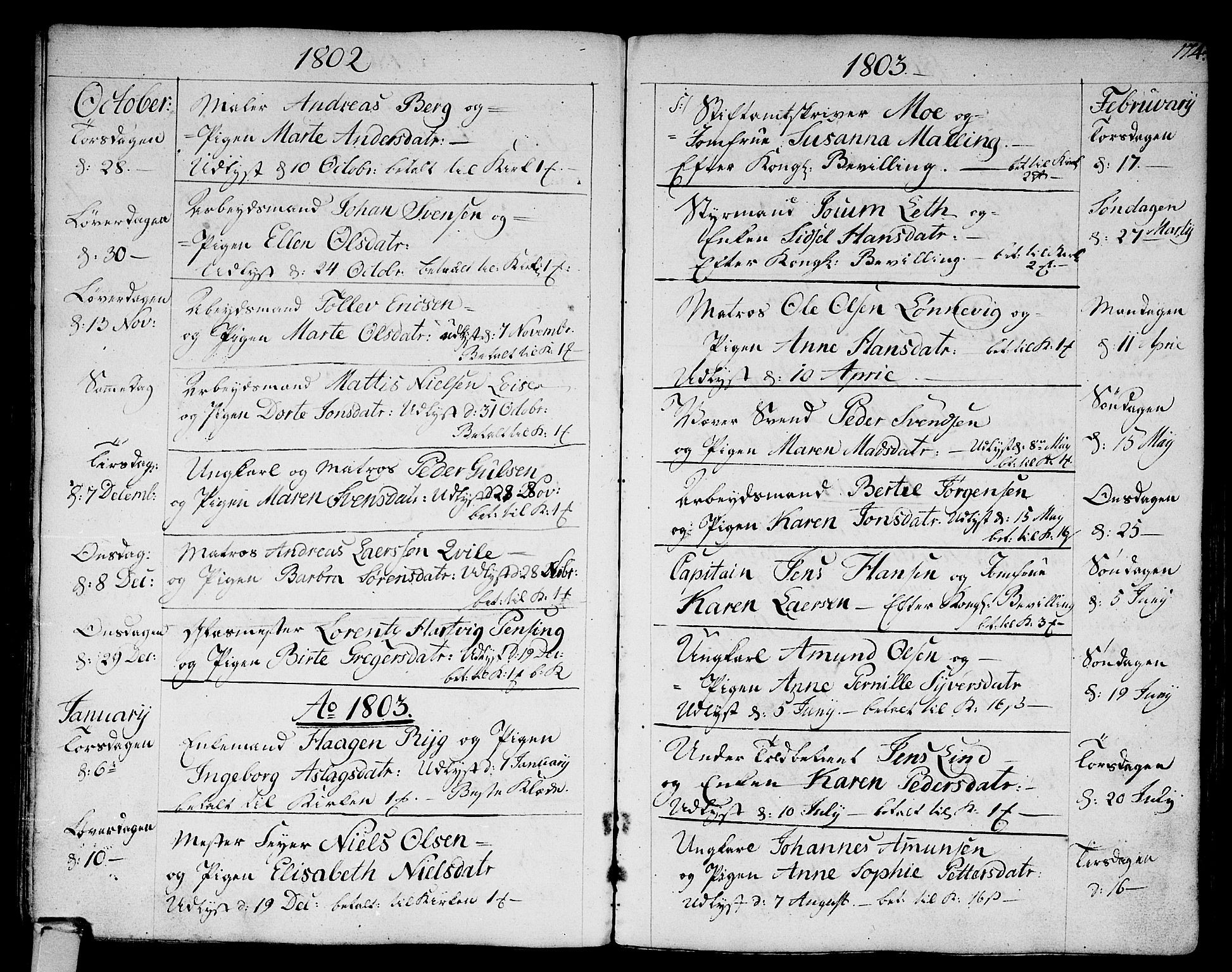 Strømsø kirkebøker, AV/SAKO-A-246/F/Fa/L0010: Parish register (official) no. I 10, 1792-1822, p. 174