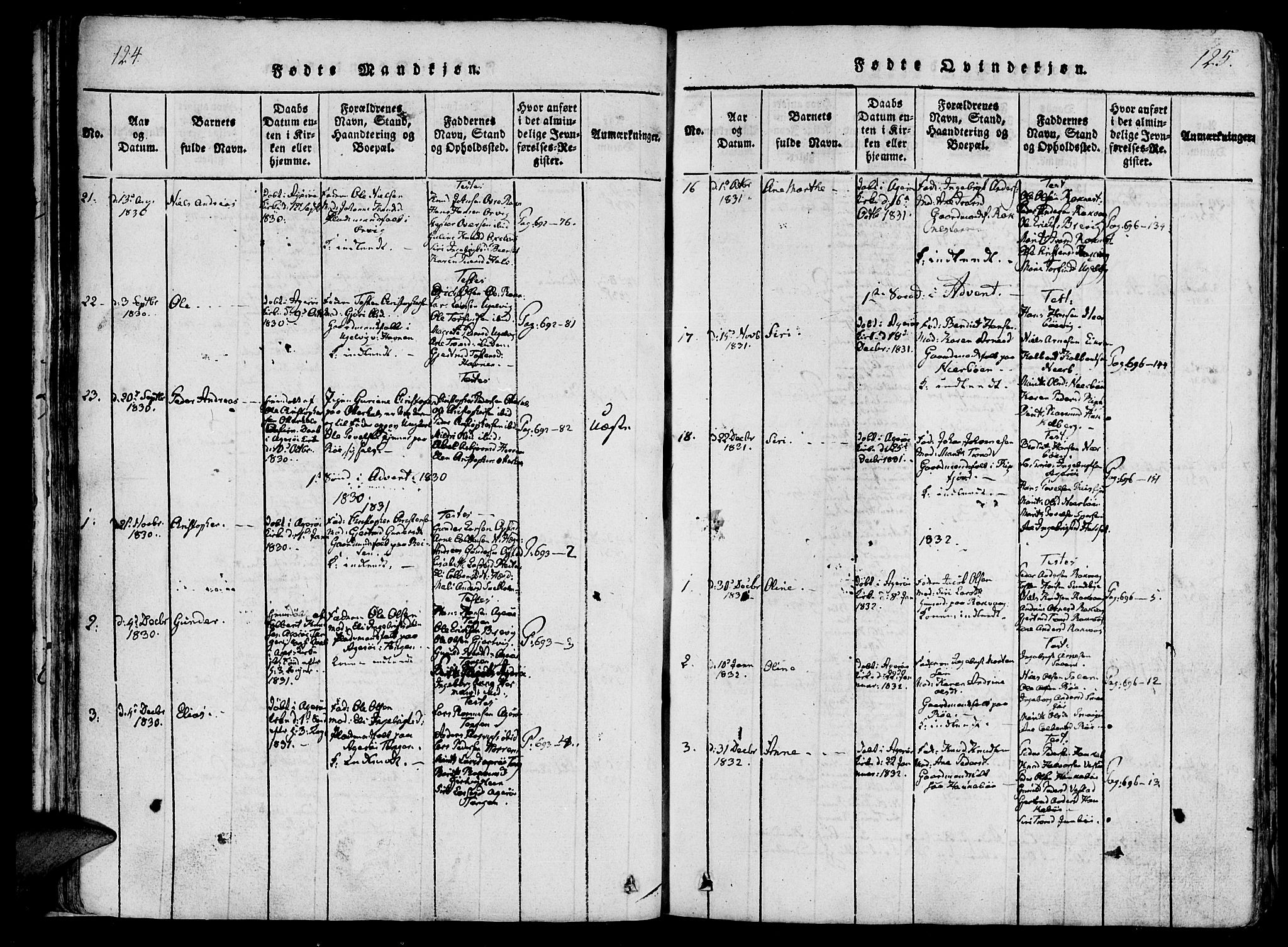Ministerialprotokoller, klokkerbøker og fødselsregistre - Møre og Romsdal, SAT/A-1454/560/L0718: Parish register (official) no. 560A02, 1817-1844, p. 124-125