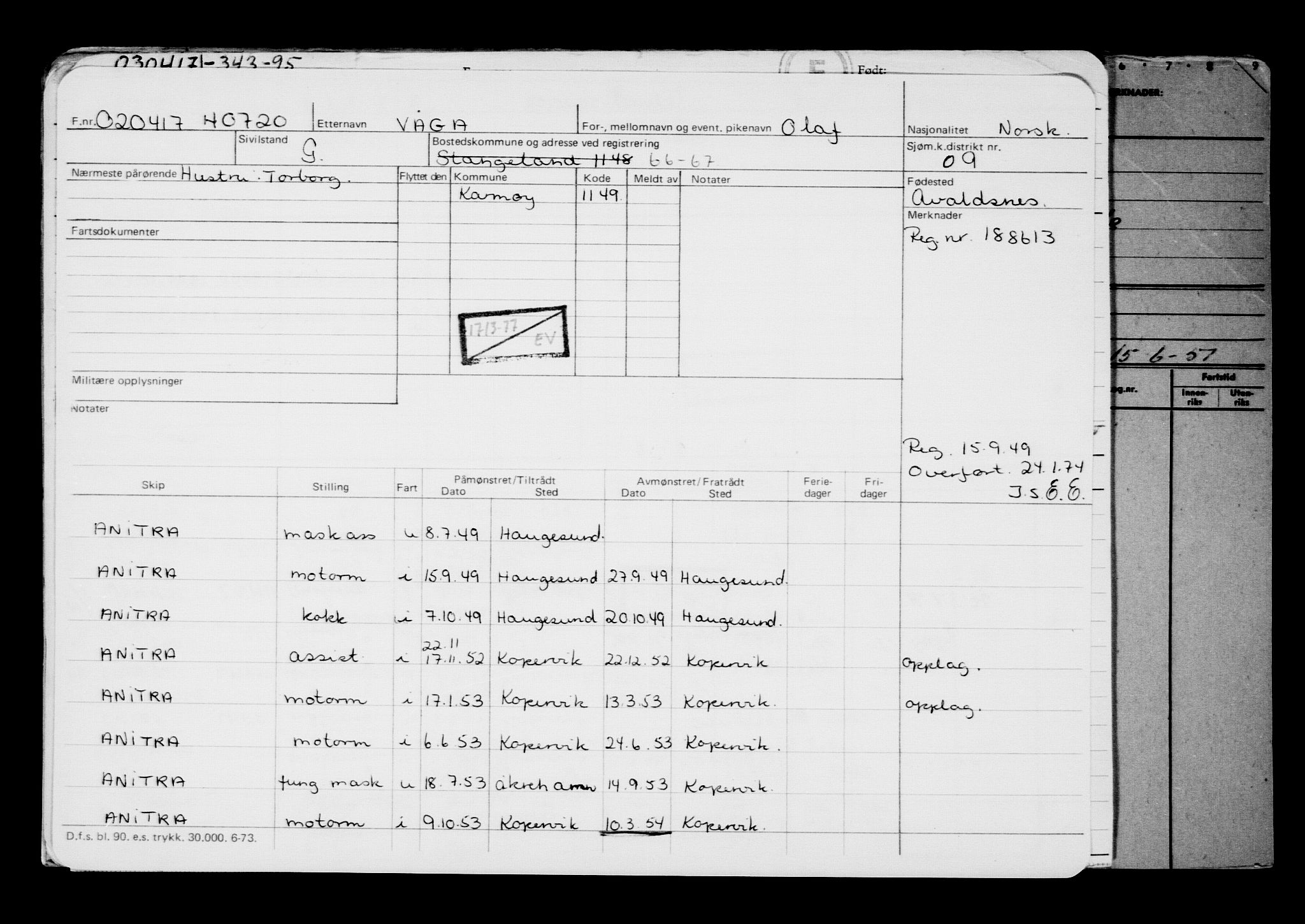 Direktoratet for sjømenn, AV/RA-S-3545/G/Gb/L0147: Hovedkort, 1917, p. 413