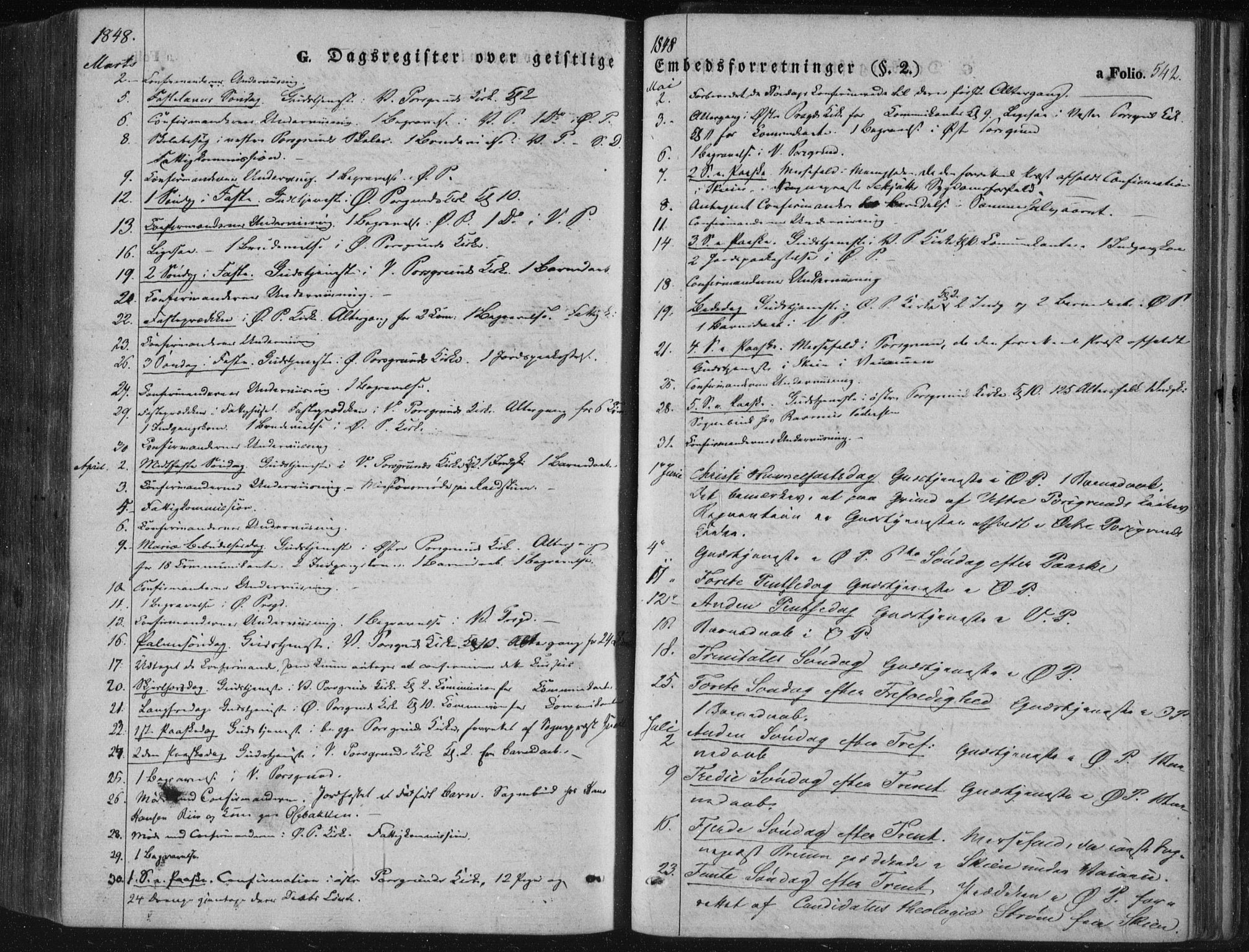 Porsgrunn kirkebøker , SAKO/A-104/F/Fa/L0006: Parish register (official) no. 6, 1841-1857, p. 542