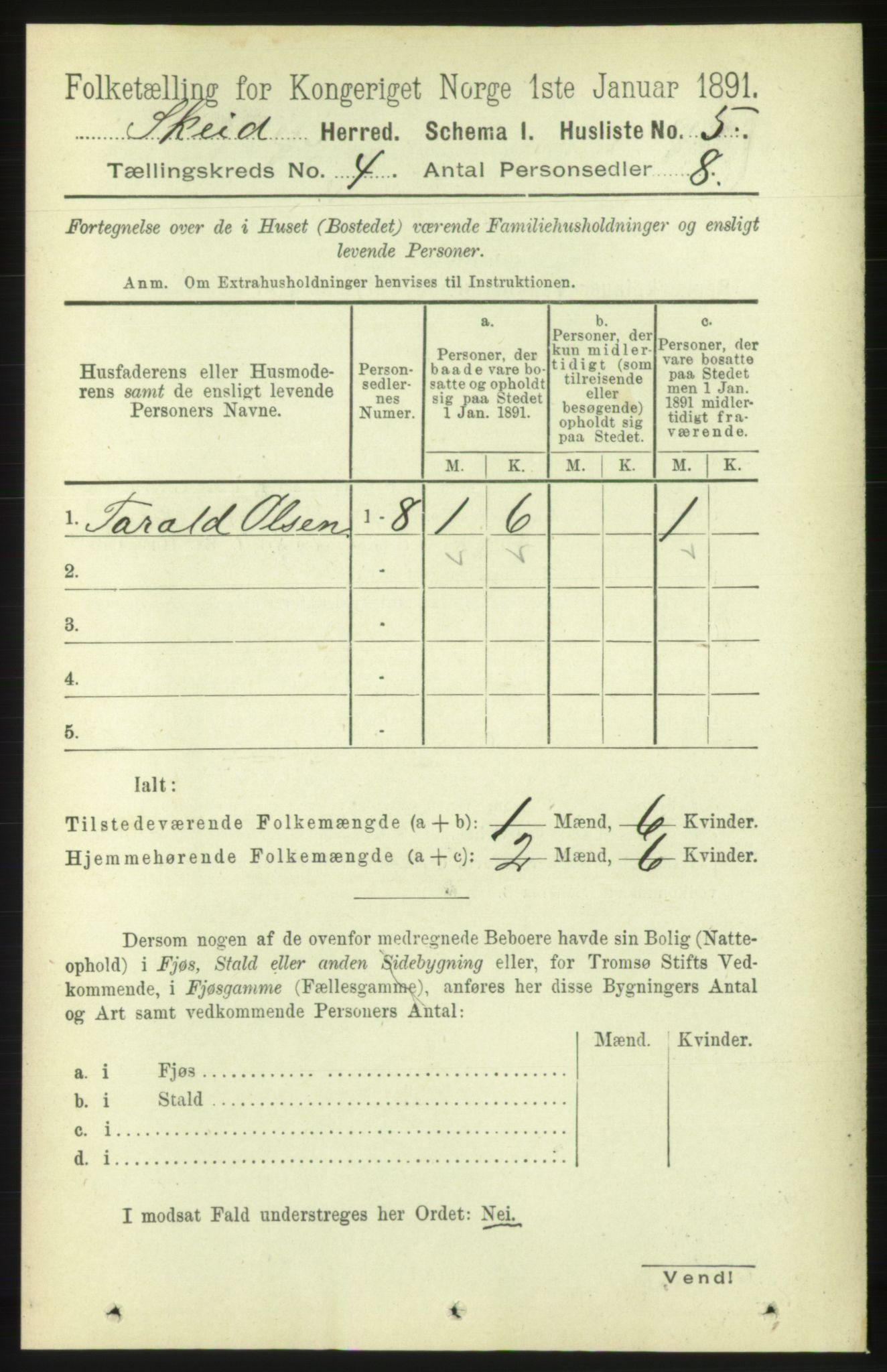 RA, 1891 census for 1732 Skei, 1891, p. 1308