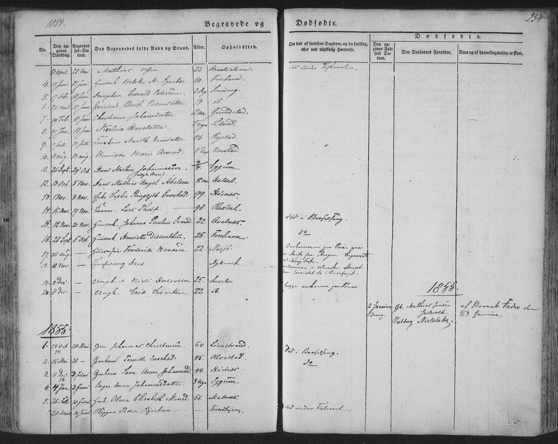 Ministerialprotokoller, klokkerbøker og fødselsregistre - Nordland, AV/SAT-A-1459/880/L1131: Parish register (official) no. 880A05, 1844-1868, p. 254