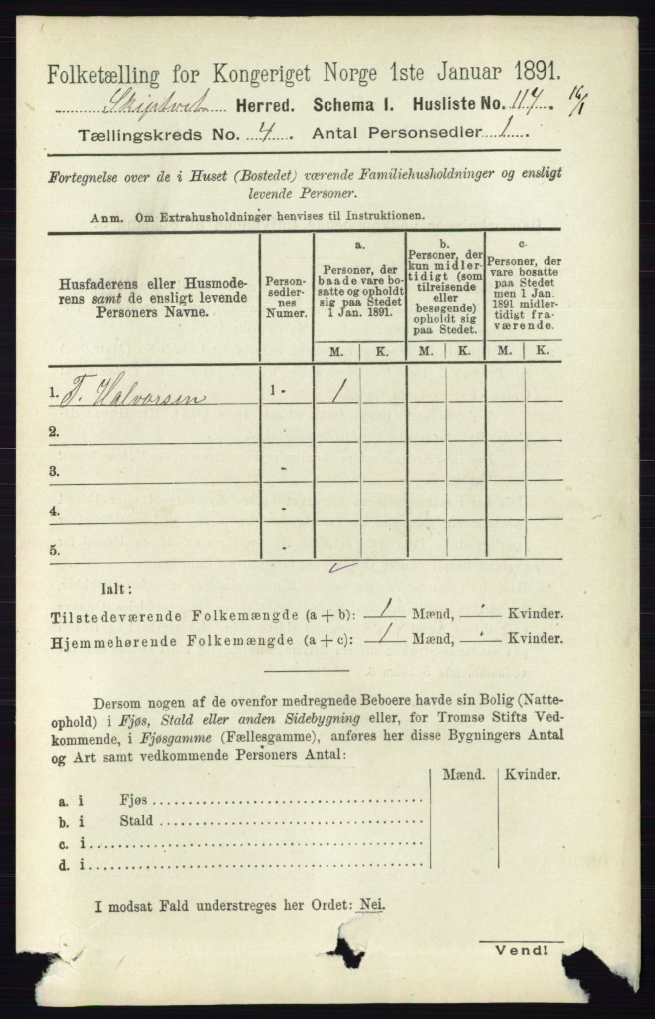 RA, 1891 census for 0127 Skiptvet, 1891, p. 1961