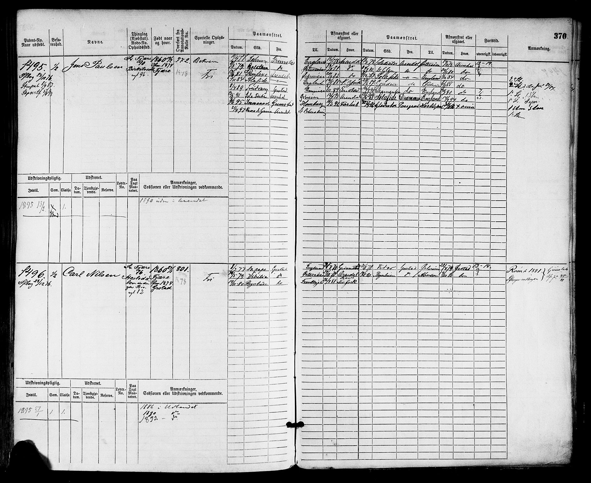 Grimstad mønstringskrets, AV/SAK-2031-0013/F/Fb/L0002: Hovedrulle nr 759-1517, F-5, 1869-1877, p. 380