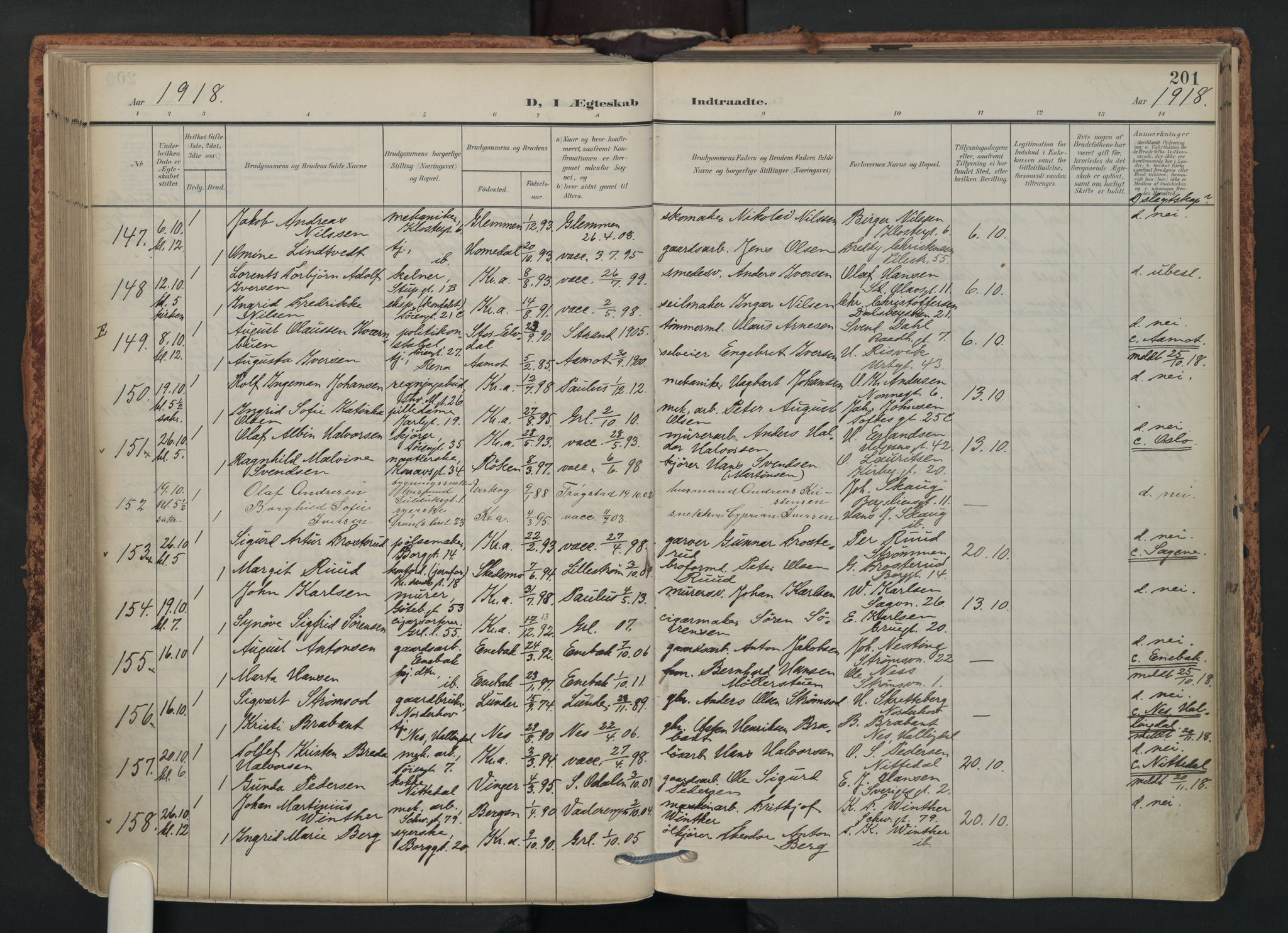 Grønland prestekontor Kirkebøker, AV/SAO-A-10848/F/Fa/L0017: Parish register (official) no. 17, 1906-1934, p. 201