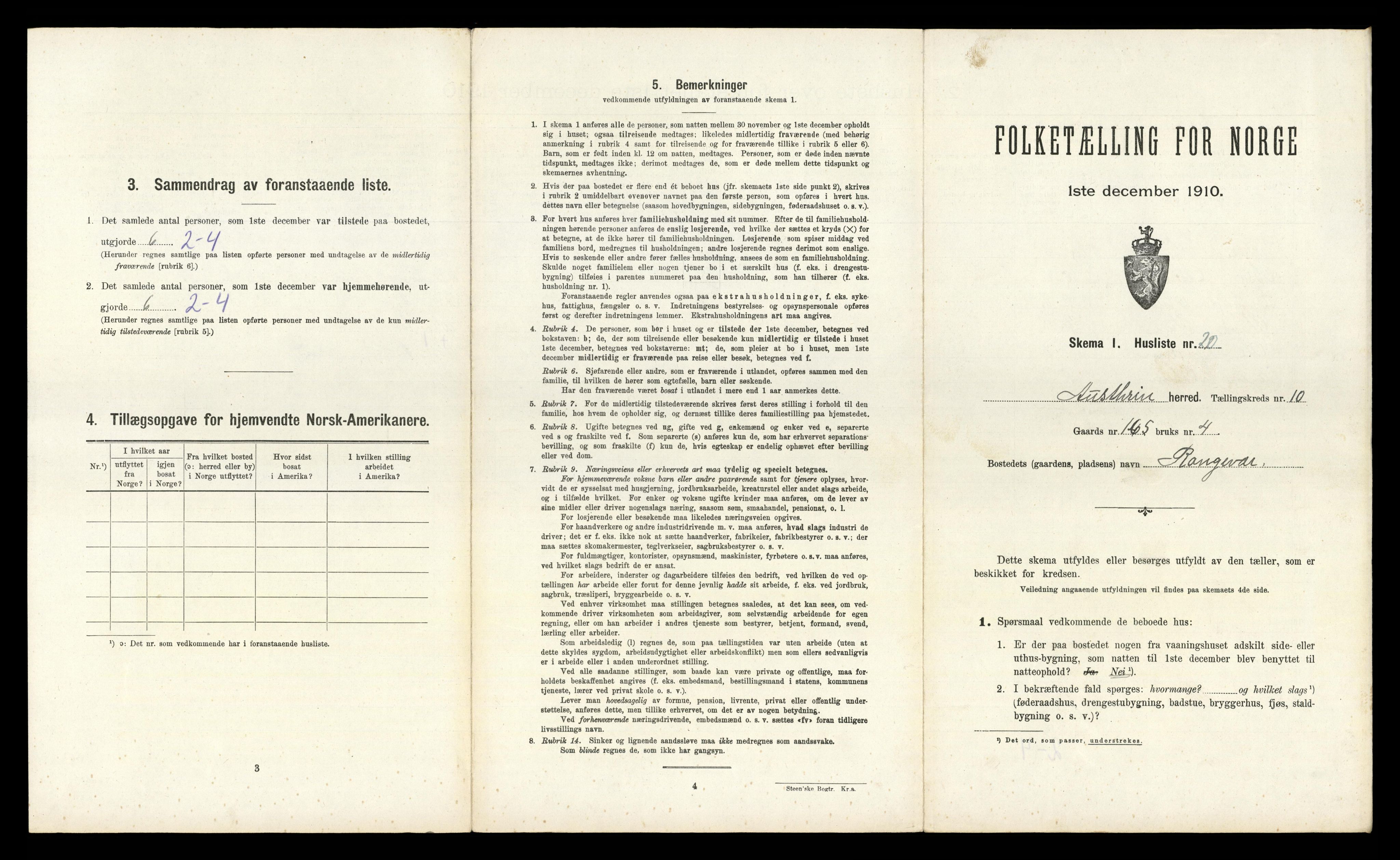 RA, 1910 census for Austrheim, 1910, p. 656