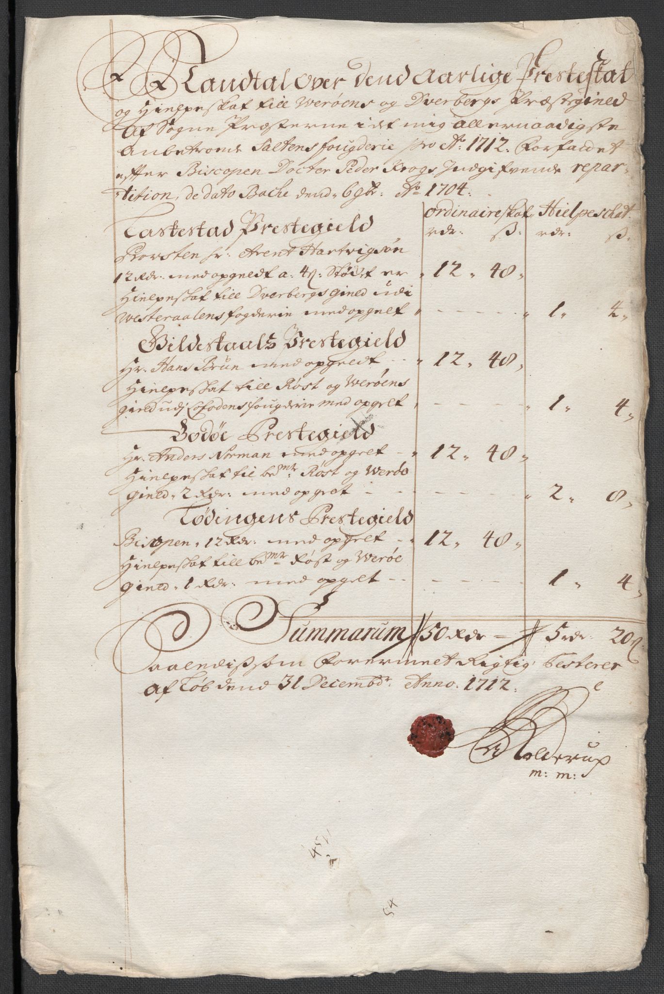 Rentekammeret inntil 1814, Reviderte regnskaper, Fogderegnskap, AV/RA-EA-4092/R66/L4582: Fogderegnskap Salten, 1711-1712, p. 359