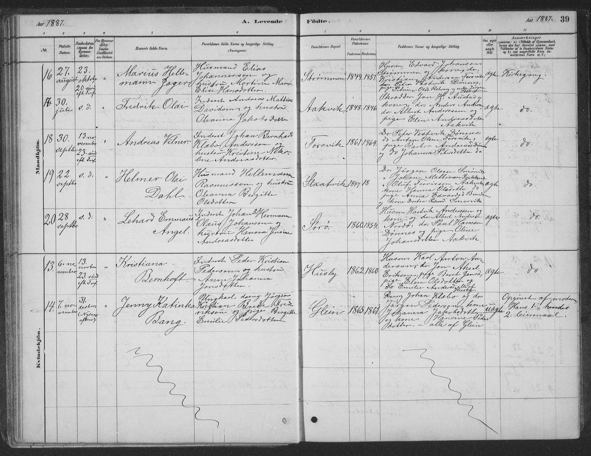 Ministerialprotokoller, klokkerbøker og fødselsregistre - Nordland, AV/SAT-A-1459/835/L0532: Parish register (copy) no. 835C04, 1880-1905, p. 39