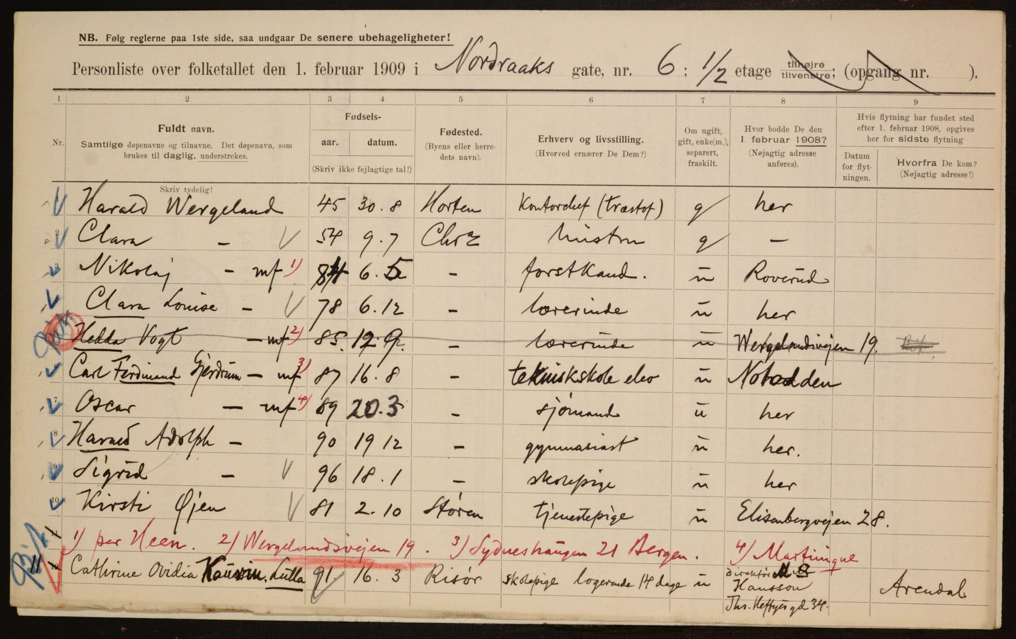 OBA, Municipal Census 1909 for Kristiania, 1909, p. 66902