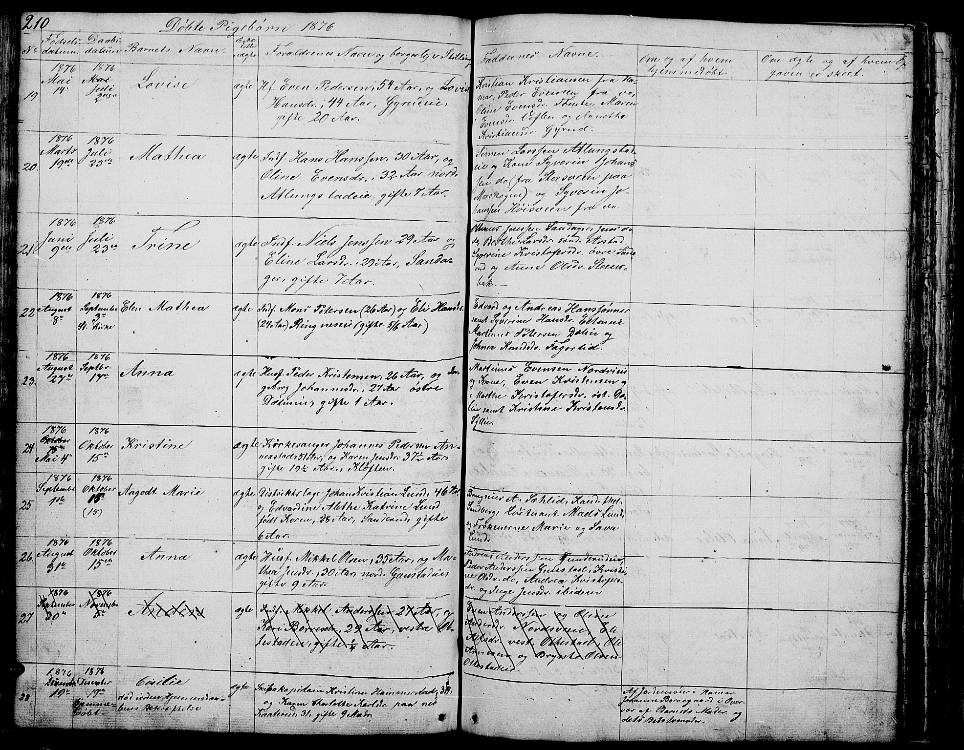 Stange prestekontor, AV/SAH-PREST-002/L/L0002: Parish register (copy) no. 2, 1838-1879, p. 210