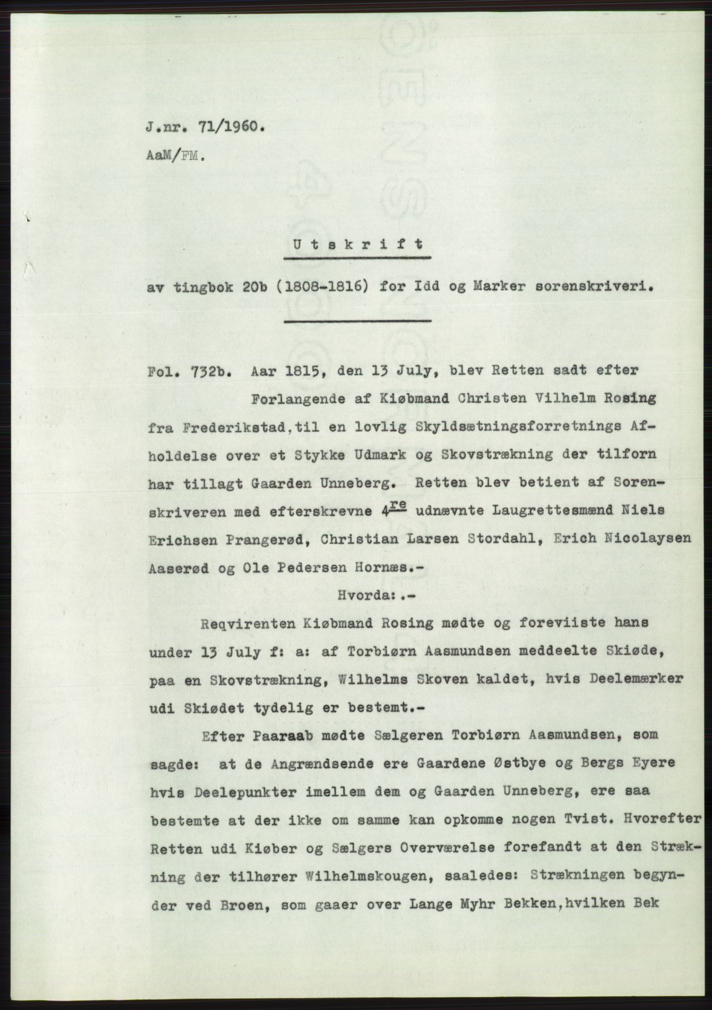 Statsarkivet i Oslo, SAO/A-10621/Z/Zd/L0011: Avskrifter, j.nr 4-798/1960, 1960, p. 47