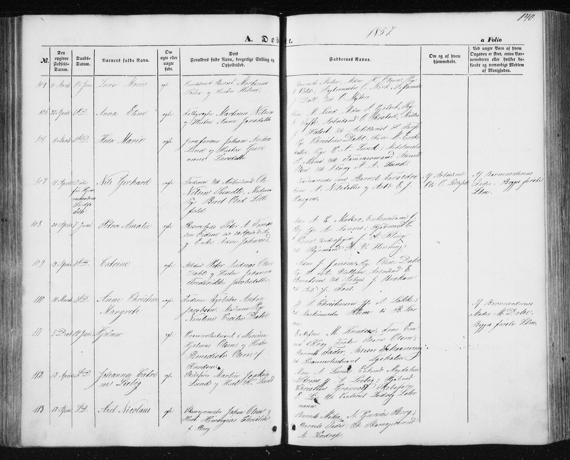 Ministerialprotokoller, klokkerbøker og fødselsregistre - Sør-Trøndelag, AV/SAT-A-1456/602/L0112: Parish register (official) no. 602A10, 1848-1859, p. 140