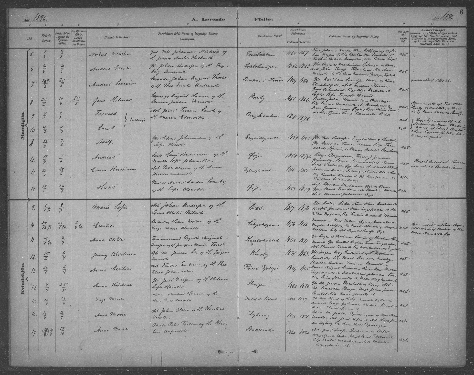 Aremark prestekontor Kirkebøker, SAO/A-10899/F/Fb/L0005: Parish register (official) no. II 5, 1895-1919, p. 6