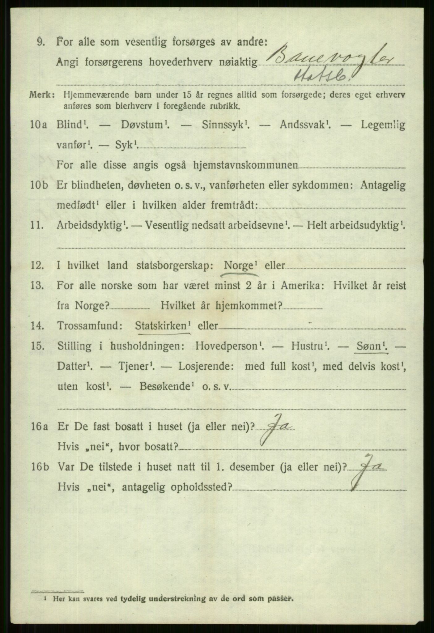 SAB, 1920 census for Voss, 1920, p. 14400