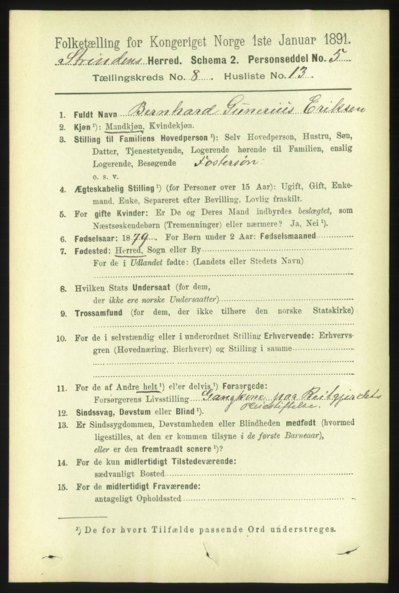 RA, 1891 census for 1660 Strinda, 1891, p. 7168