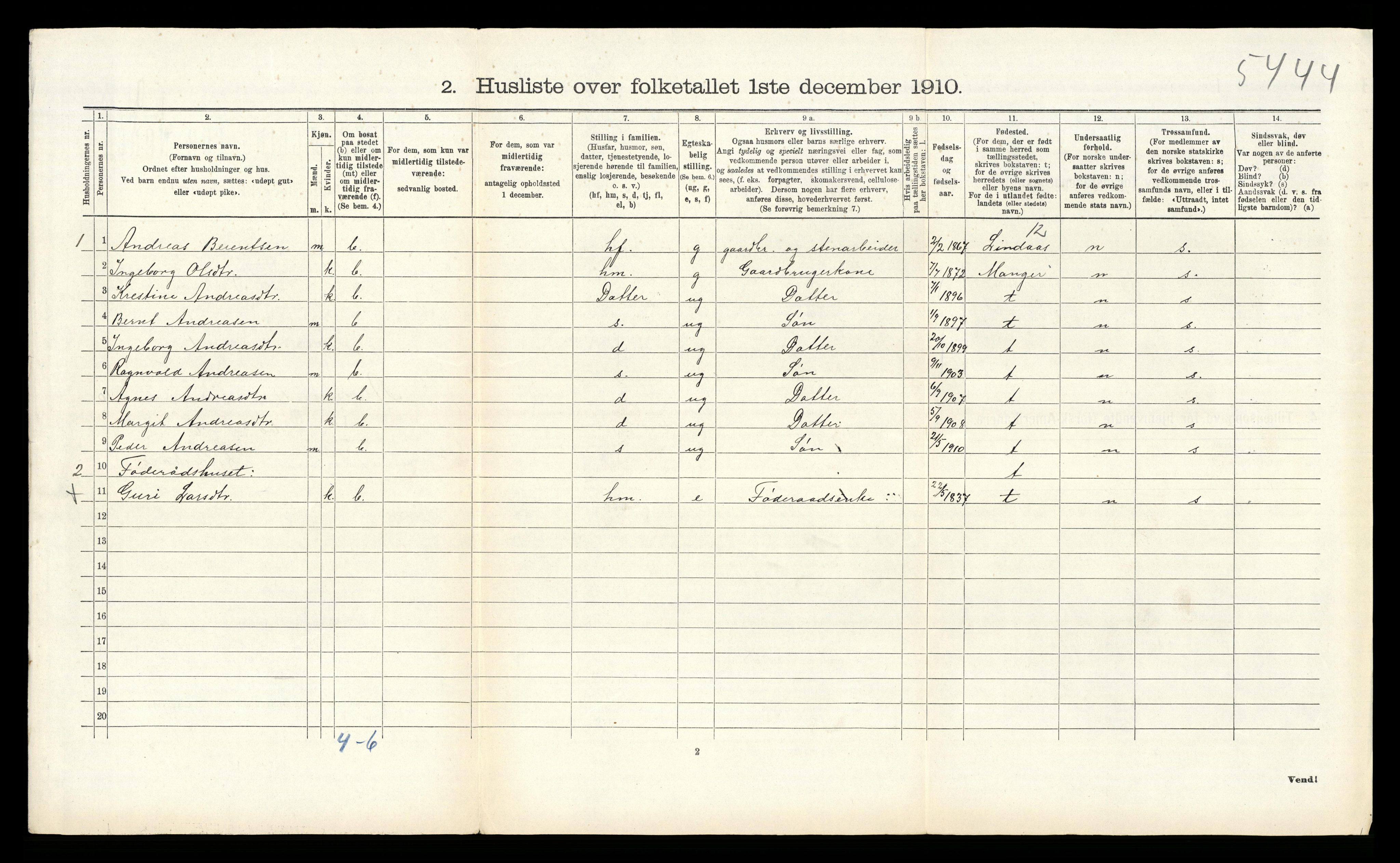 RA, 1910 census for Alversund, 1910, p. 763