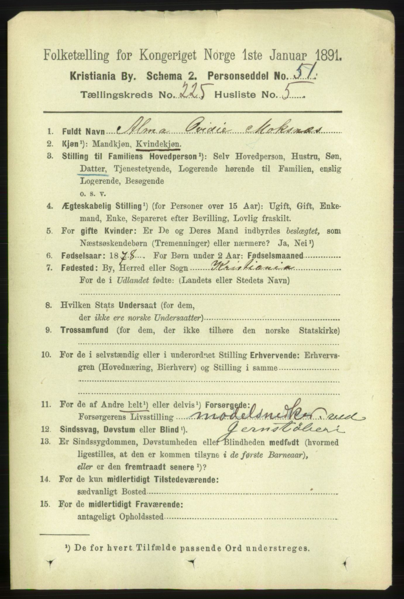 RA, 1891 census for 0301 Kristiania, 1891, p. 136522