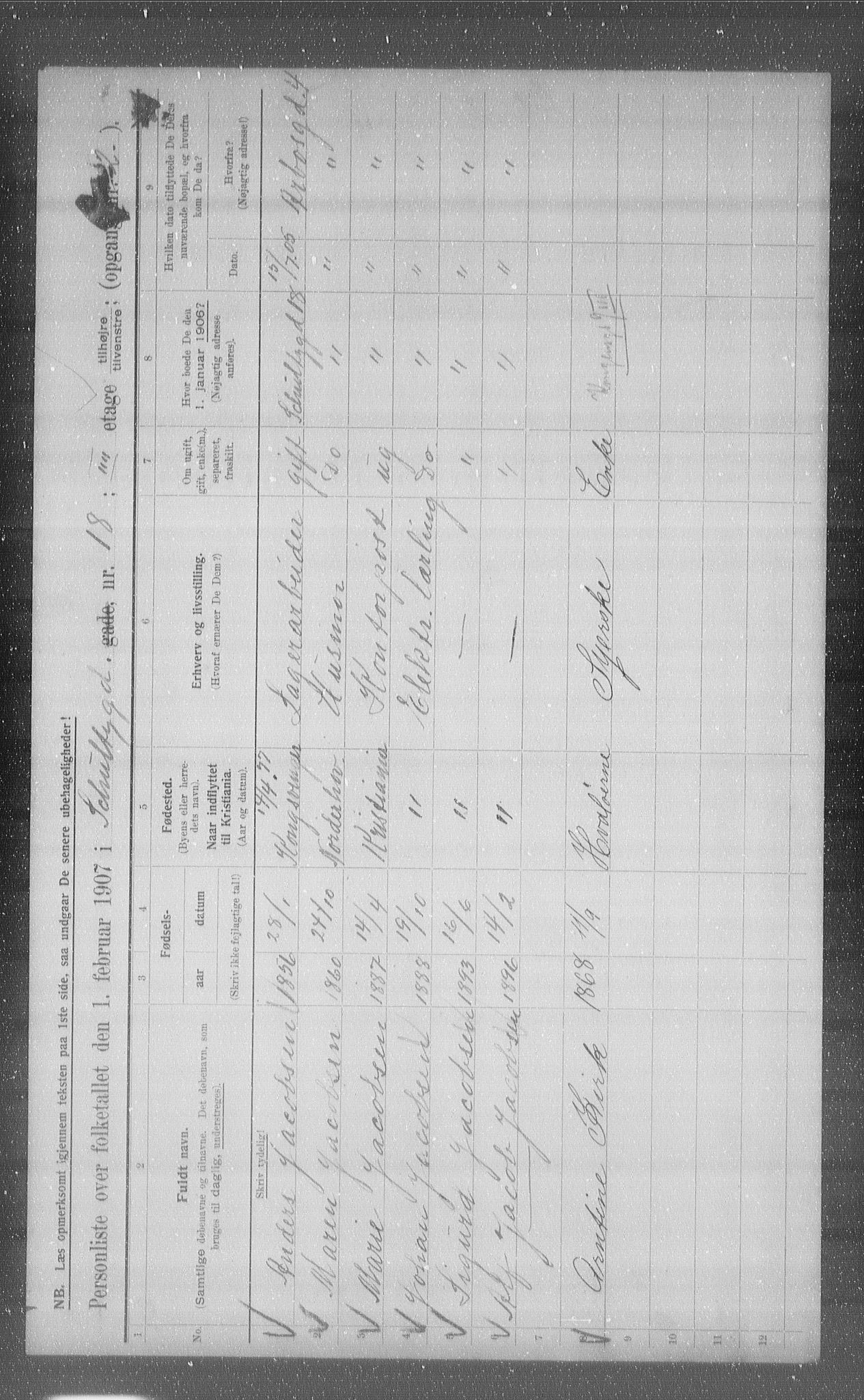 OBA, Municipal Census 1907 for Kristiania, 1907, p. 46387